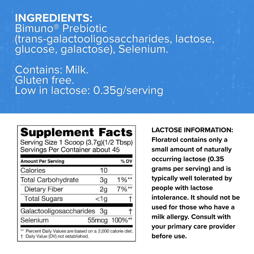 Medtrition Floratrol™ Prebiotic Fiber Powder for Digestive Health – Bimuno® GOS Prebiotic + Selenium – Supports Gut Health & Regularity – Dissolves Clear and Fast,