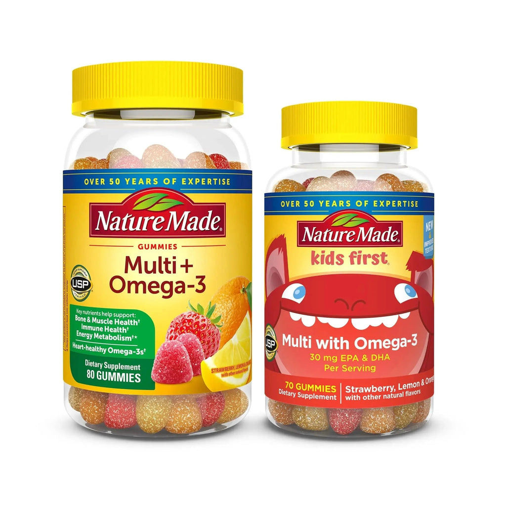 Nature Made Adult & Kids Multivitamin Gummies Combo Pack, Multis with Vitamin C, Vitamin D3, B Vitamins, Zinc, Omega 3 Fish Oil & More Nature Made Au supplements