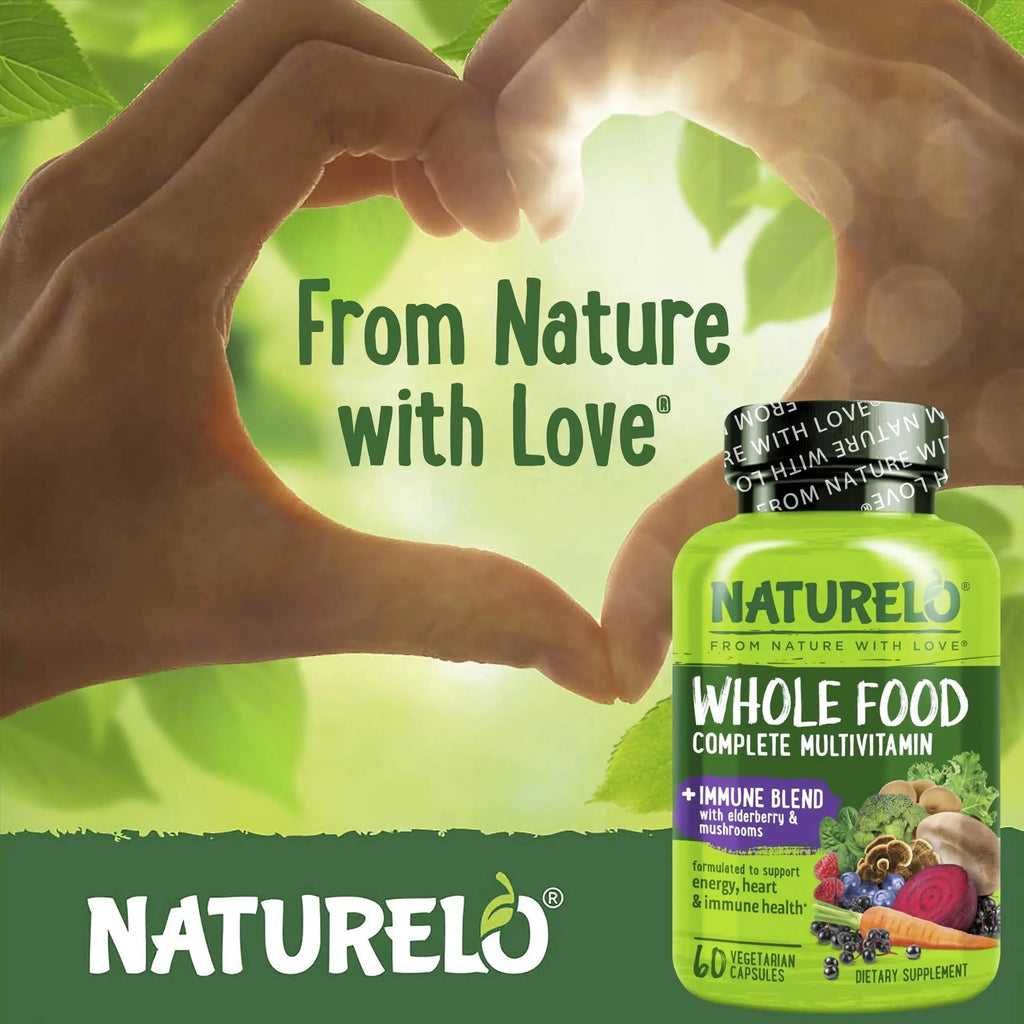 NATURELO Whole Food Multivitamin + Immune Blend with Elderberry & Mushrooms - Complete Multivitamin with Extra Immune Support NATURELO Au supplements