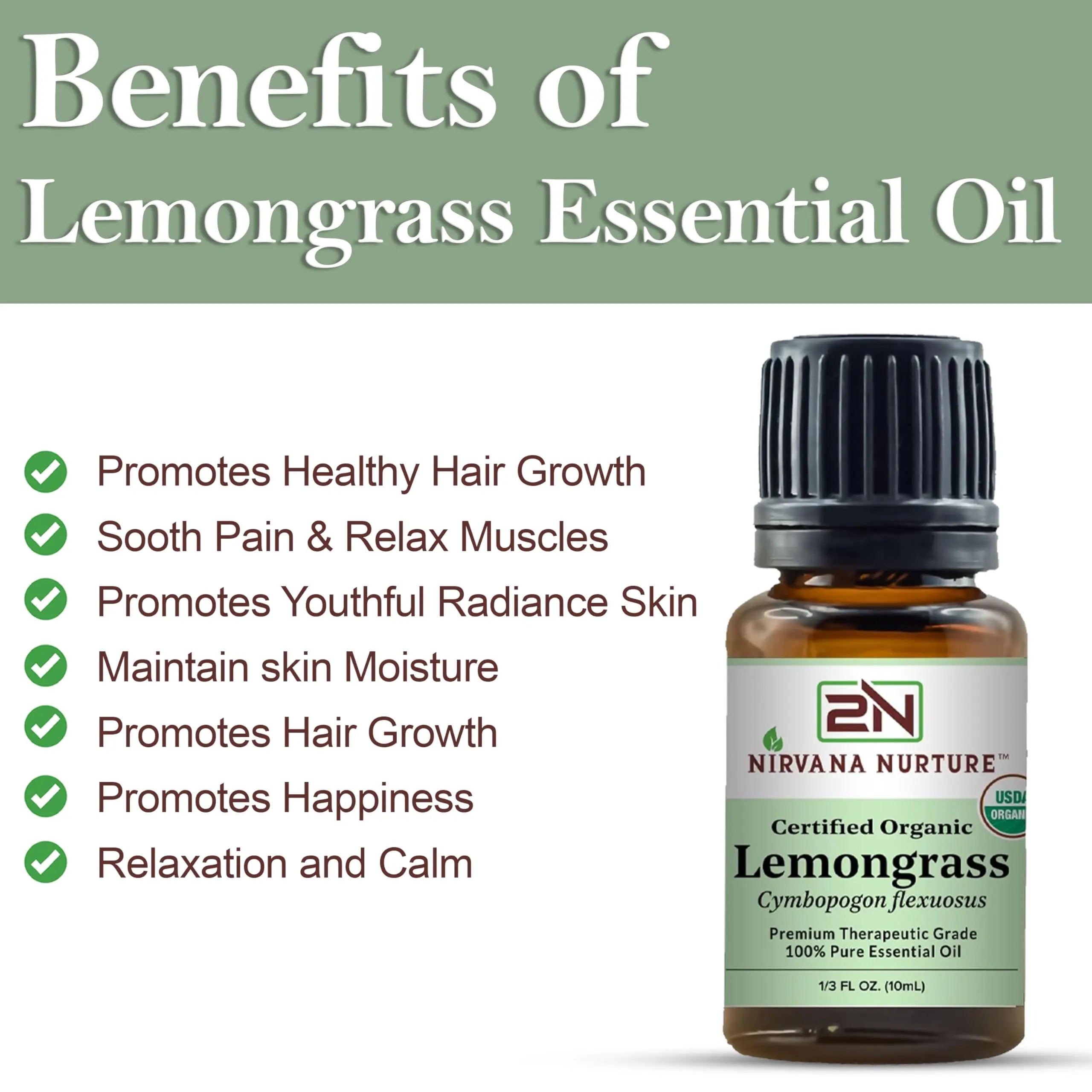 Nirvana Nurture Lemongrass Essential Oil USDA Certified Organic 100% Pure Premium Therapeutic Grade Nirvana Nurture Au supplements