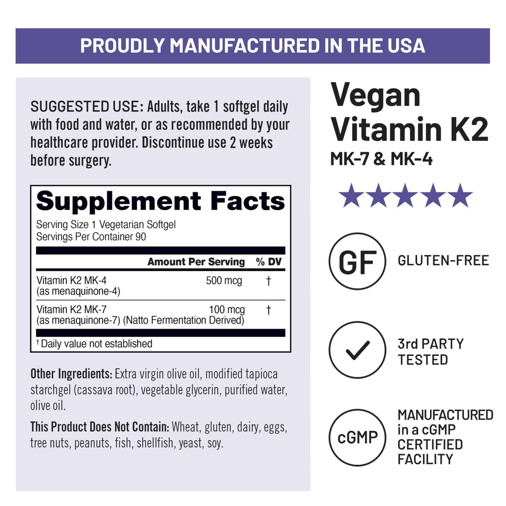 NatureWise Vitamin K2 600mcg Supplement with MK-7 100mcg & MK-4 500mcg - Enhanced Bioavailable Formula - K Complex for Bone and Heart Health