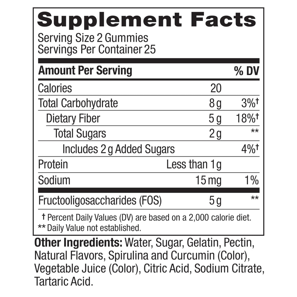 OLLY Fiber Gummy Rings, 5g Prebiotic Fiber, FOS (Fructo-oligosaccharides), Digestive Support, Berry Melon 50ct