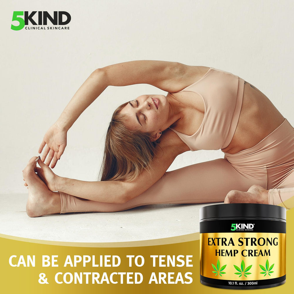5kind Extra Strong Hemp Cream 10.1 fl oz - Maximum Strength - Natural Topical Cream - Muscle Rub for Lower Back, Joints, Neck, Knees, Shoulders 5kind clinical skincare Au supplements