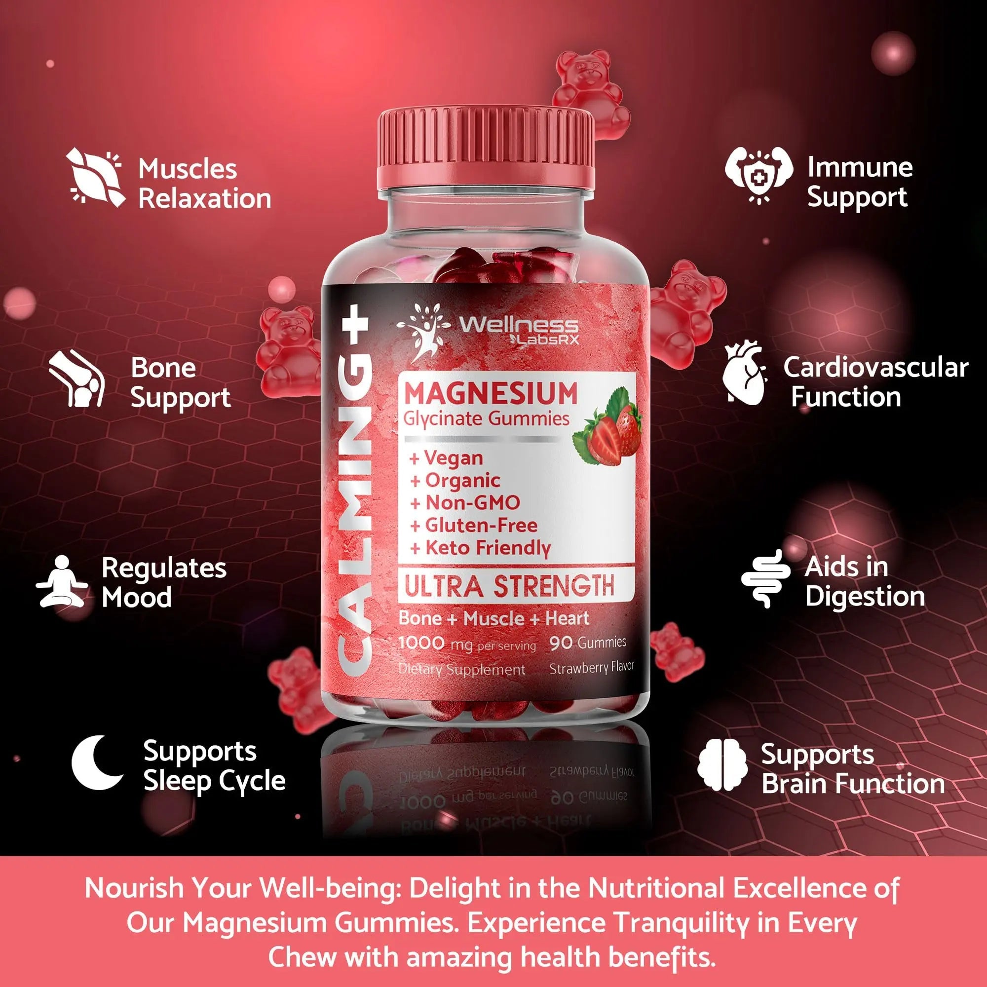 Magnesium Glycinate Gummies - 1000 mg - Magnesium Supplement to Support WELLNESS LABSRX Au supplements
