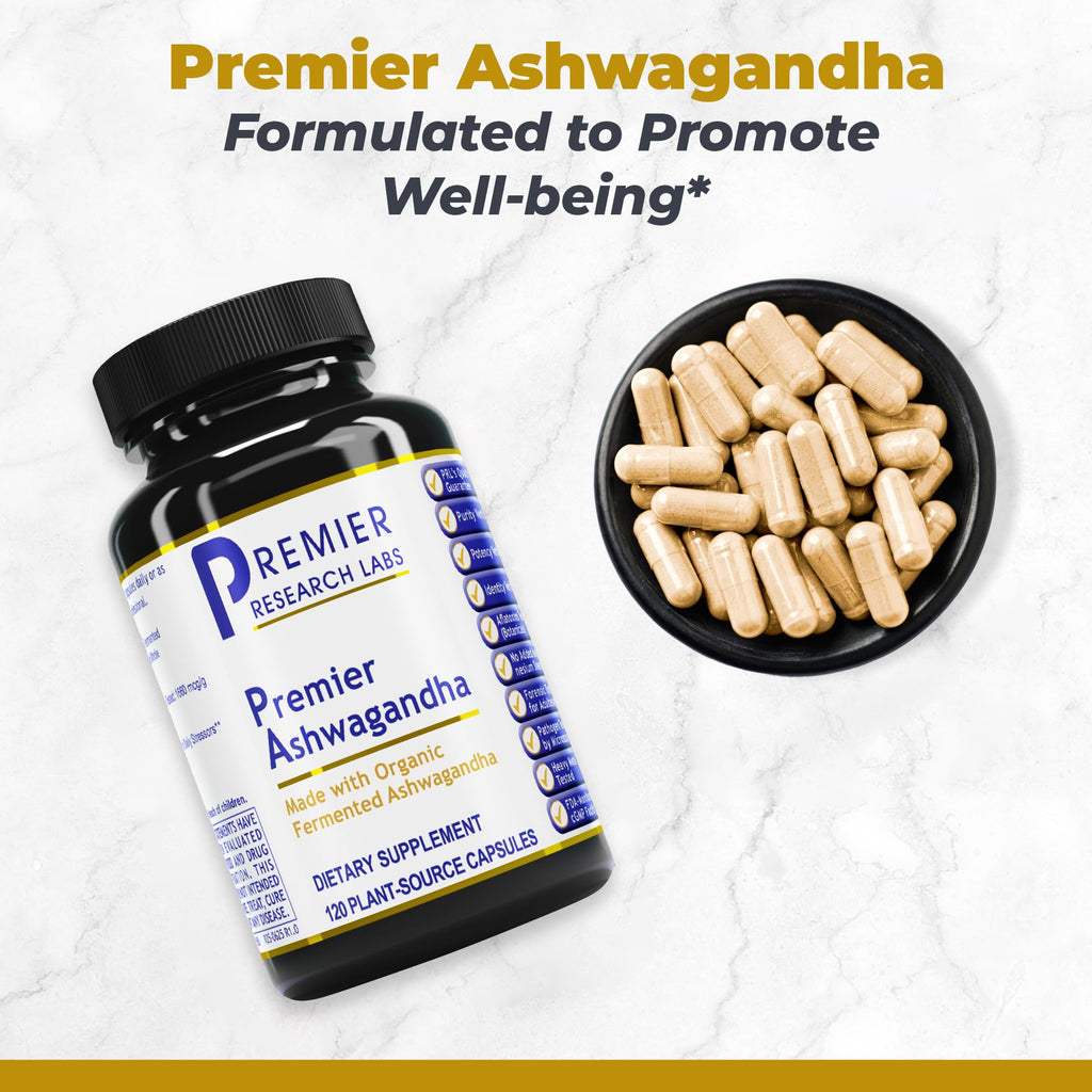 Premier Research Labs Premier Ashwagandha - Pure Supplement for Women & Men with Organic Ashwagandha Root, Herbal Pills for Stress & Sleep Support, Fermented for Absorption - 120 Plant-Based Capsules Premier Research Labs Au supplements