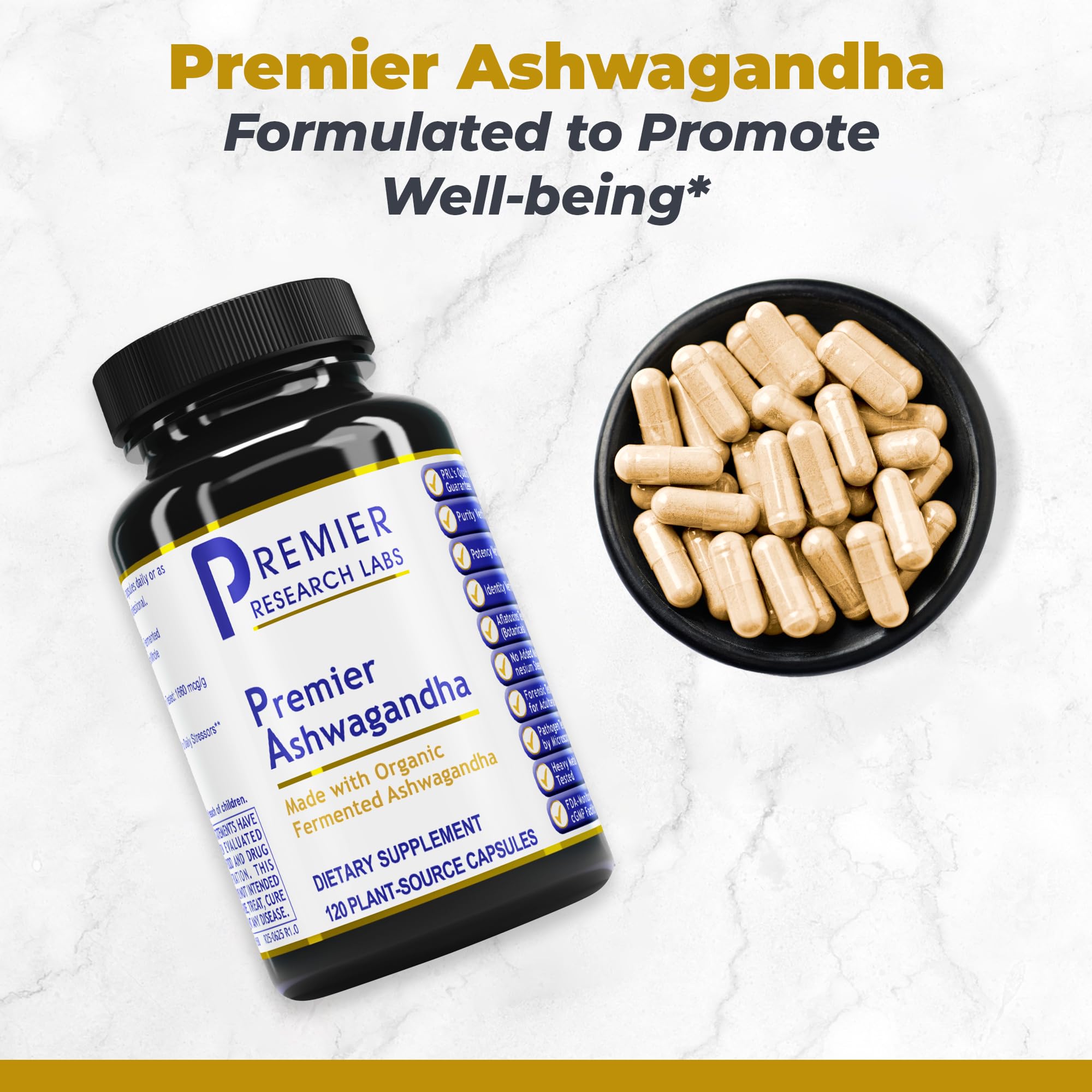 Premier Research Labs Premier Ashwagandha - Pure Supplement for Women & Men with Organic Ashwagandha Root, Herbal Pills for Stress & Sleep Support, Fermented for Absorption - 120 Plant-Based Capsules Premier Research Labs Au supplements