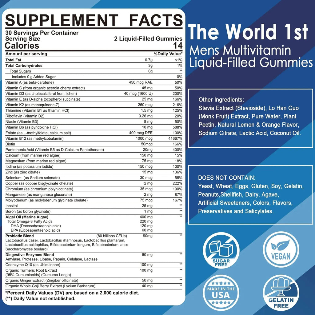 LILICARE Mens Multivitamins Gummies + Methylene Blue Gummies for Human LILICARE Au supplements
