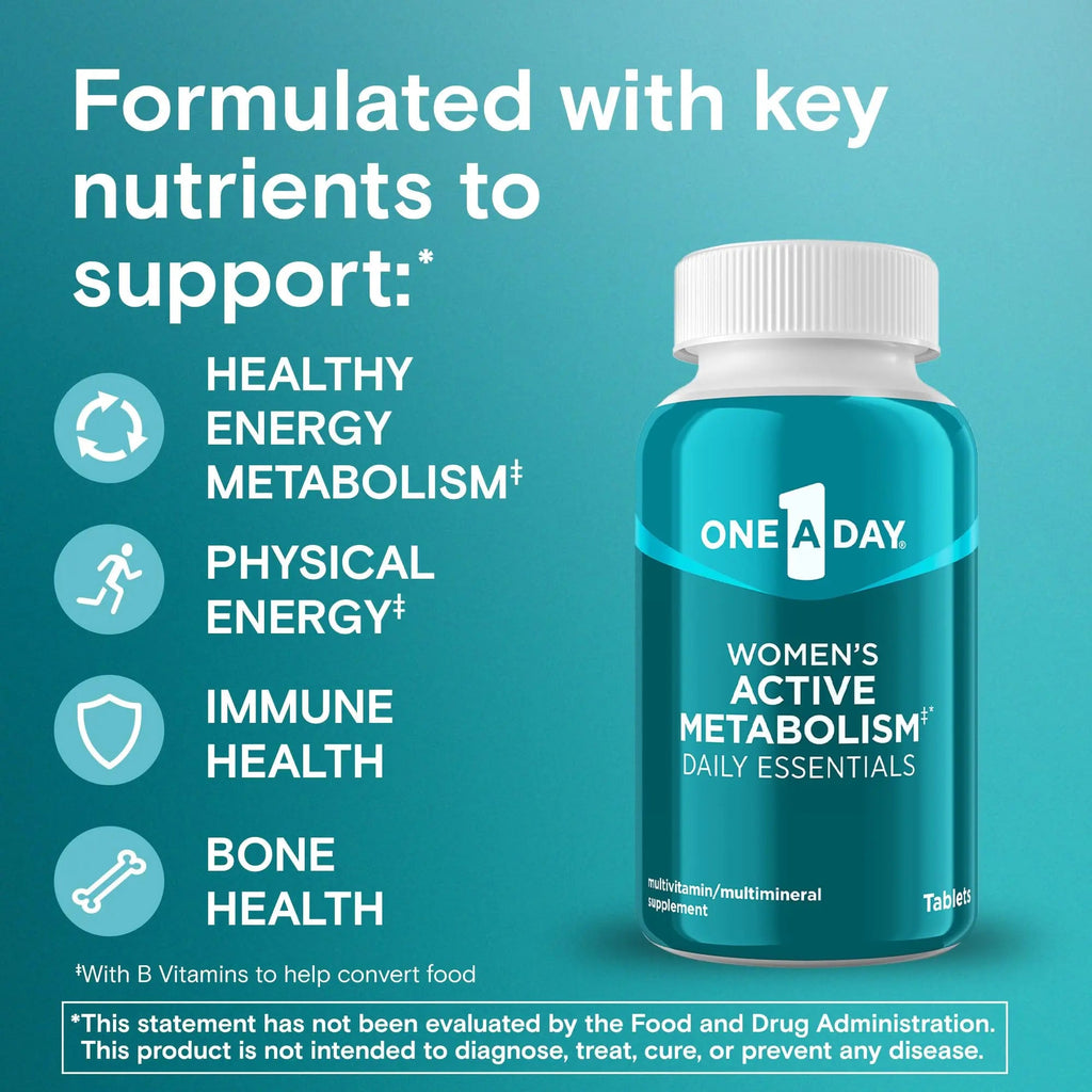 One A Day Women's Active Metabolism Daily Essential, Multivitamin for Women, Metabolism Support, Vitamins for Women with All 8 B-Vitamins ONE A DAY Au supplements