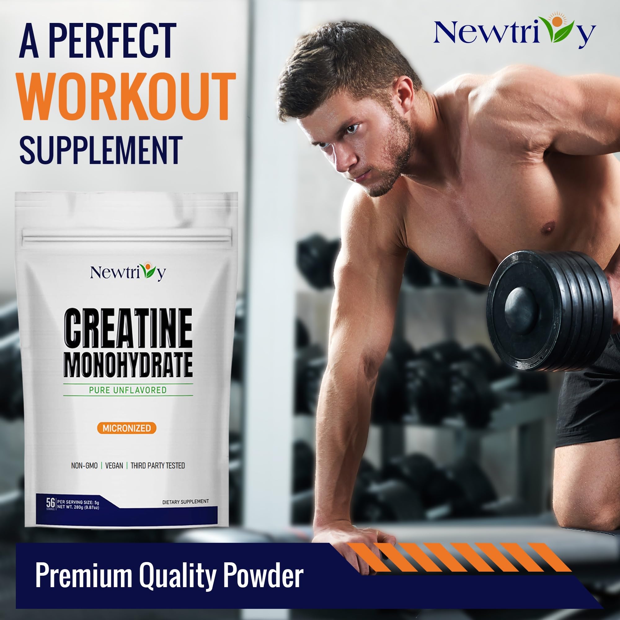 Creatine Monohydrate,Micronized, Pure,Unflavored,280g (9.8oz) Newtrivy Au supplements