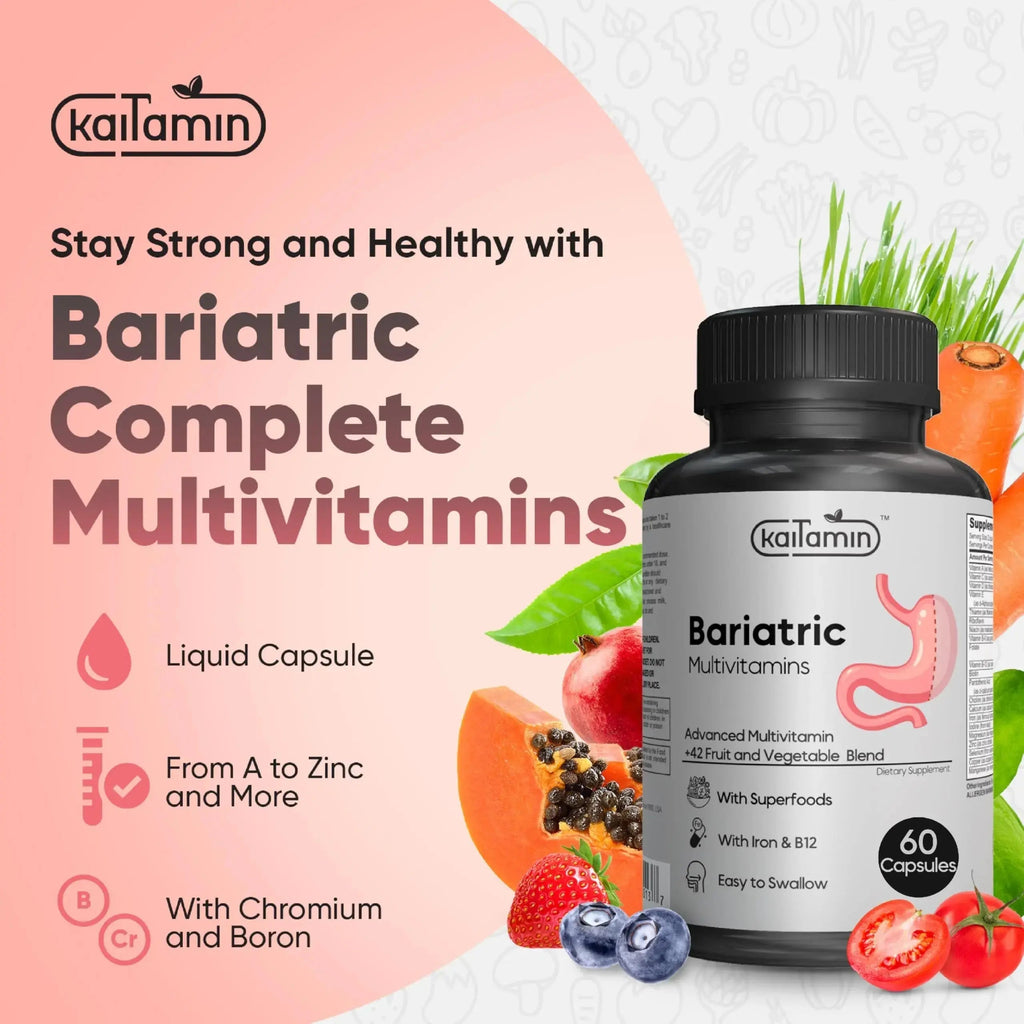 Bariatric Multivitamin with Iron - Easy-to-Swallow Capsule for Post Bariatric Surgery - Post Sleeve and Post Bypass Kaitamin Au supplements