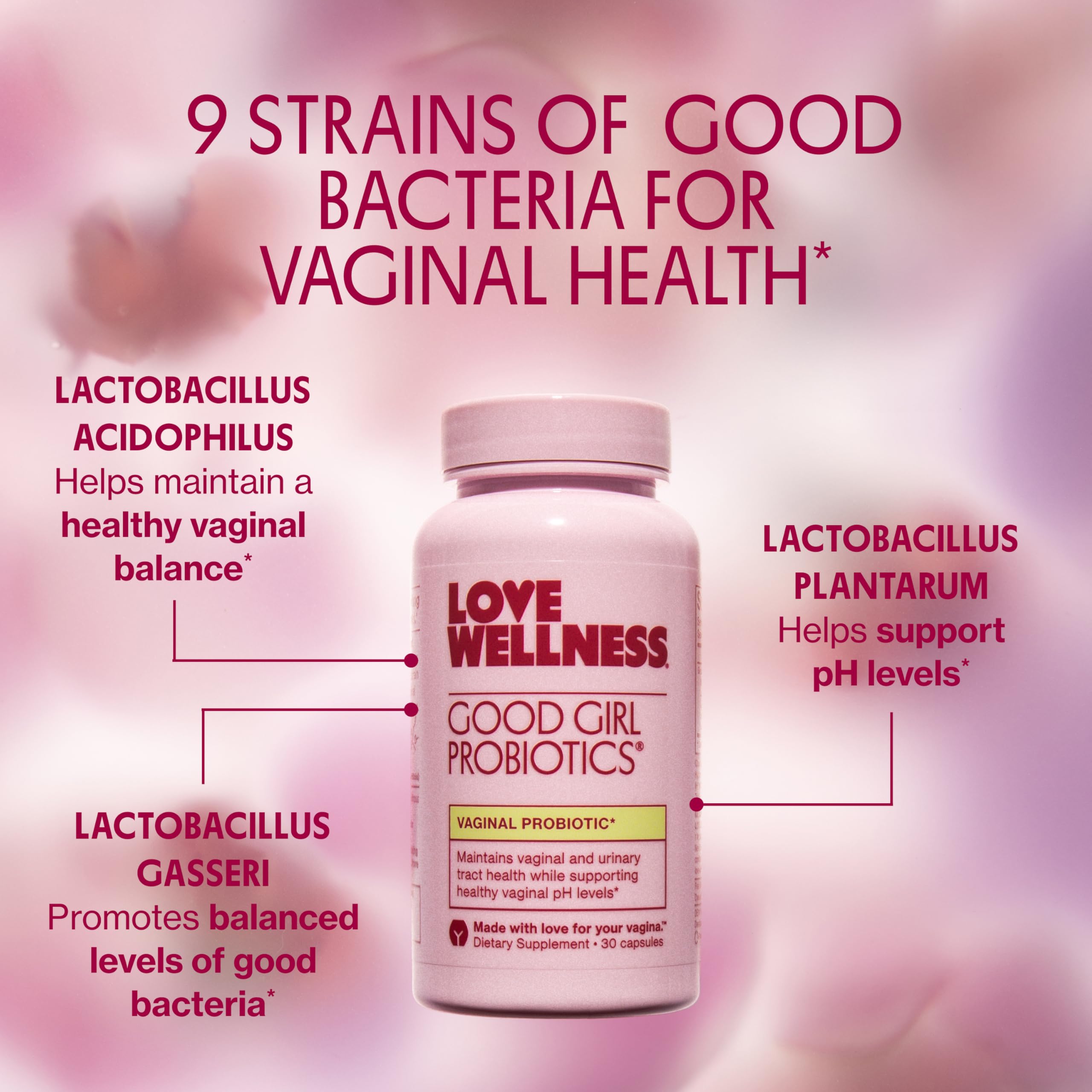 Love Wellness Good Girl Probiotics | Women’s Vaginal Health & pH Balance Supplement | 9-Strain Probiotic for Urinary Tract, Yeast, Odor & Immune Support | Gluten-Free (30-Day Supply) Love Wellness Au supplements