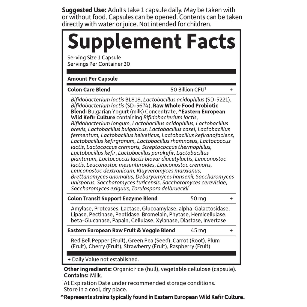 Garden of Life Probiotics for Women and Men - Raw Probiotics Colon Care 50 Billion CFU and Enzymes, Shelf Stable Once Daily Acidophilus Probiotic for Regularity and Immune Health Support, 30 Capsules Garden of Life Au supplements