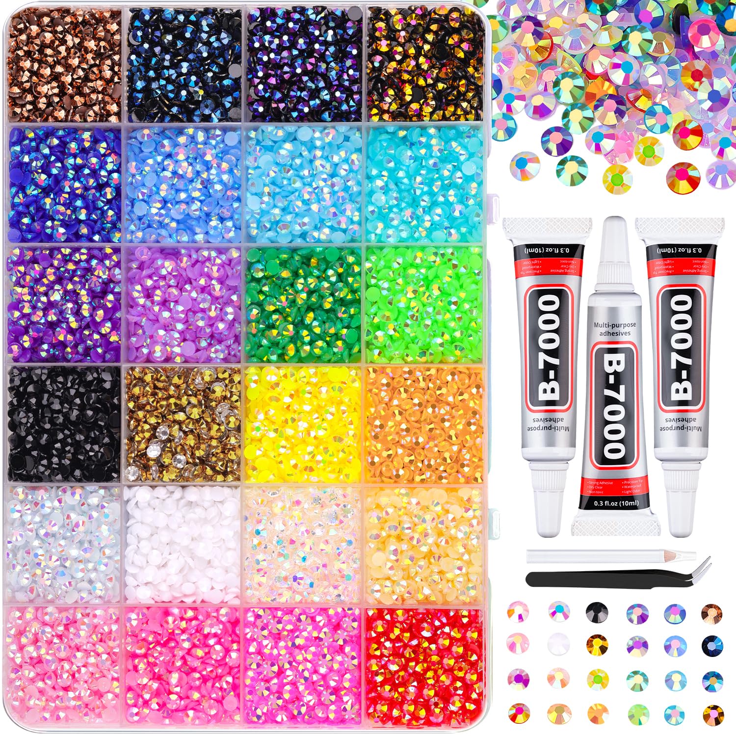34000Pcs Resin Jelly Rhinestones for Bedazzling, Multicolor 3mm Flatback Gems
