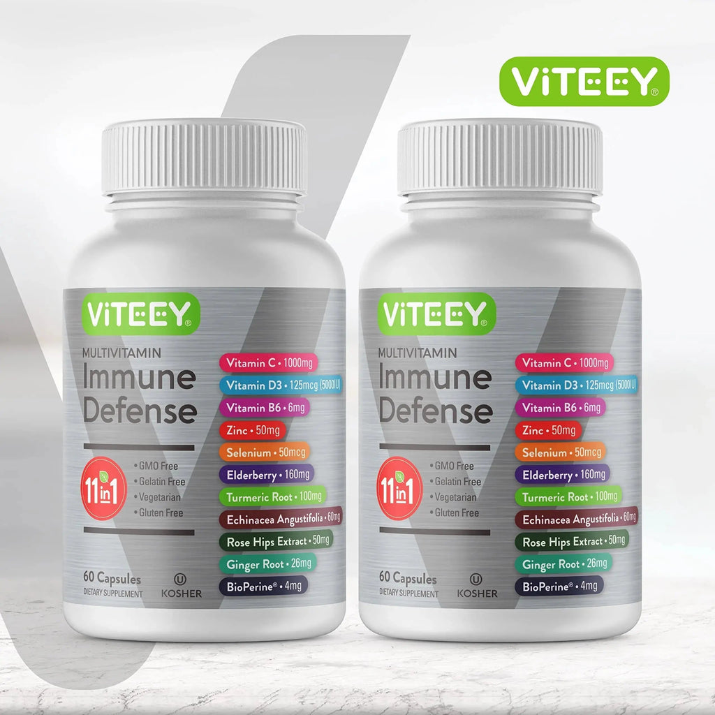 VITEEY 11 in 1 Immune Support Supplement - Immune Defense with Vitamin D3, B6, Echinacea, Turmeric, Rose-HIPS, Selenium Viteey Au supplements