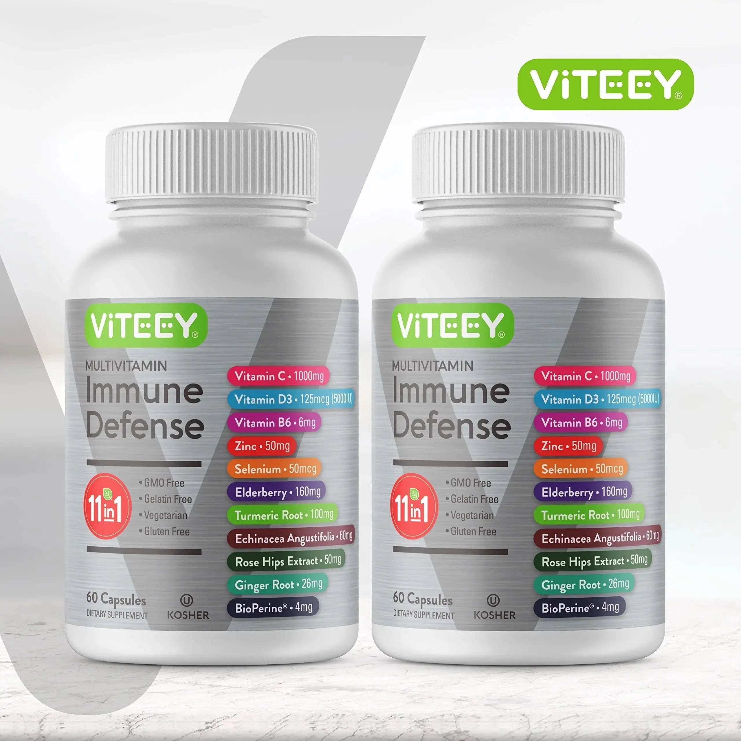 VITEEY 11 in 1 Immune Support Supplement - Immune Defense with Vitamin D3, B6, Echinacea, Turmeric, Rose-HIPS, Selenium Viteey Au supplements