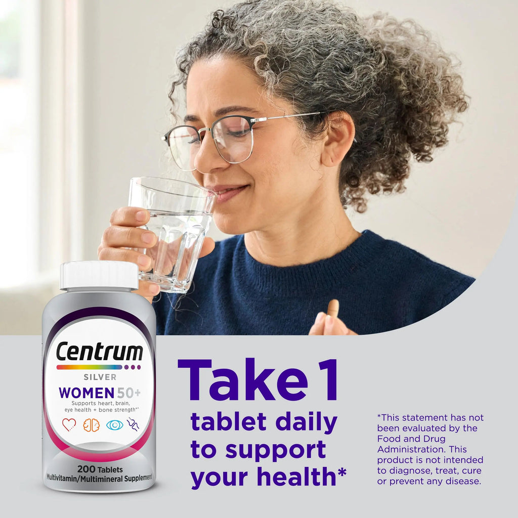 Centrum Silver Women's Multivitamin for Women 50 Plus, Multivitamin/Multimineral Supplement with Vitamin D3, B Vitamins, Non-GMO Ingredients Centrum Au supplements