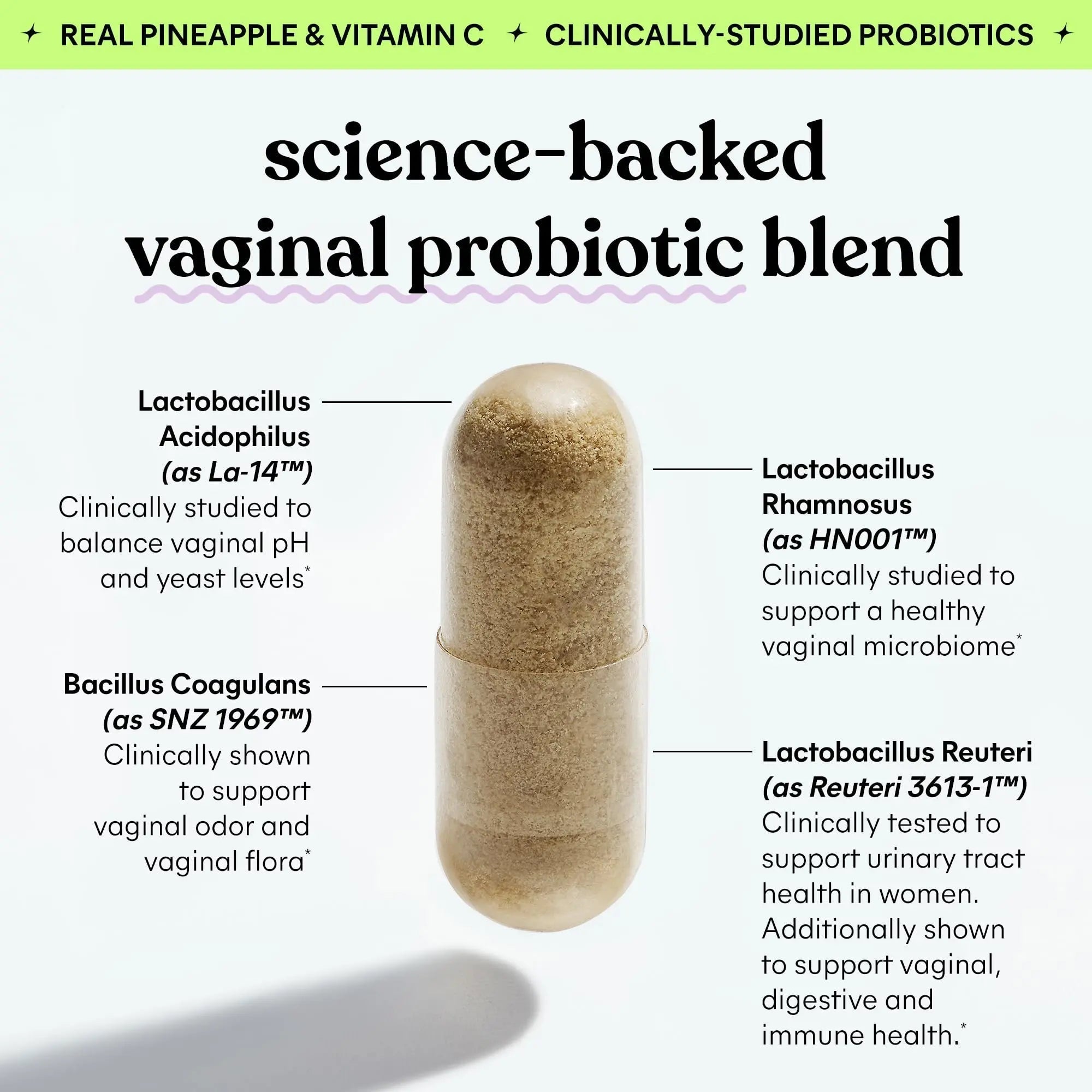 Lemme Purr Vaginal Probiotics for Women - Promotes pH Balance, Healthy Vaginal Odor & Urinary Tract Health w/Lactobacillus Blend, Clinically Tested Strains, Pineapple & Vitamin C - 60 Veggie Capsules Lemme Au supplements