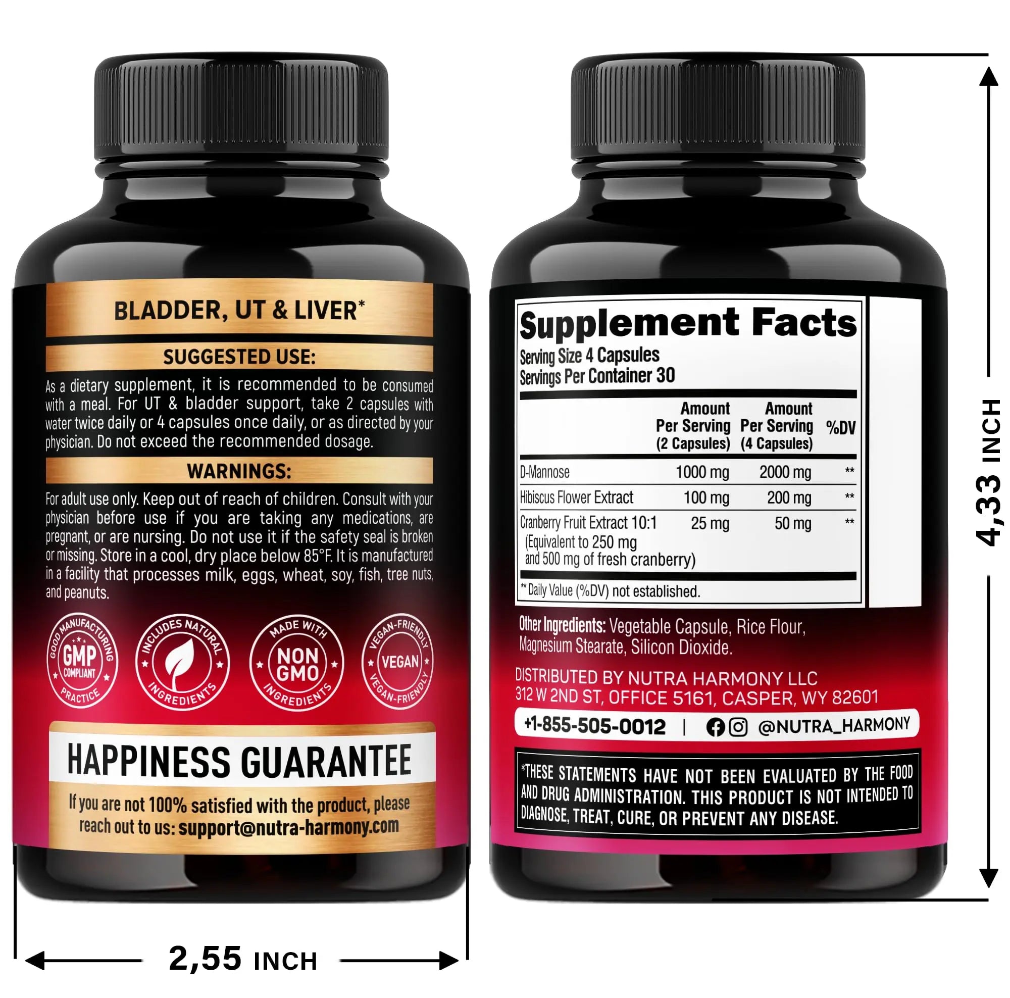 NUTRAHARMONY D-Mannose with Cranberry & Menopause Capsules NUTRAHARMONY Au supplements