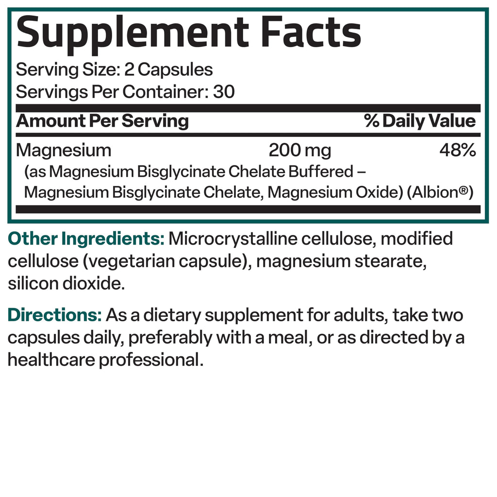 Bronson Magnesium Glycinate 200 MG per Serving Chelated for High Absorption, Gentle On Stomach, Non-GMO, 60 Vegetarian Capsules