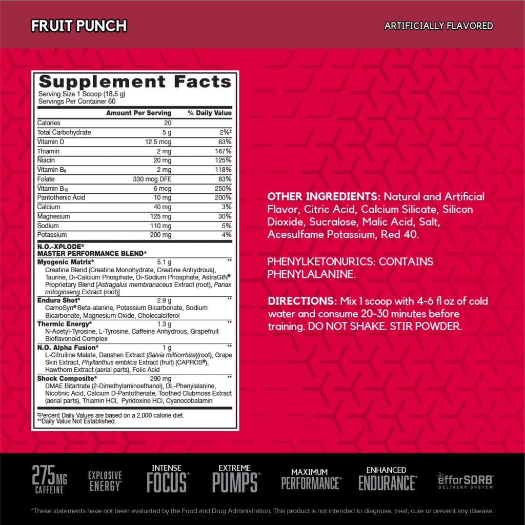 BSN N.O.-XPLODE Pre Workout Supplement with Creatine, Beta-Alanine, and Energy BSN Au supplements