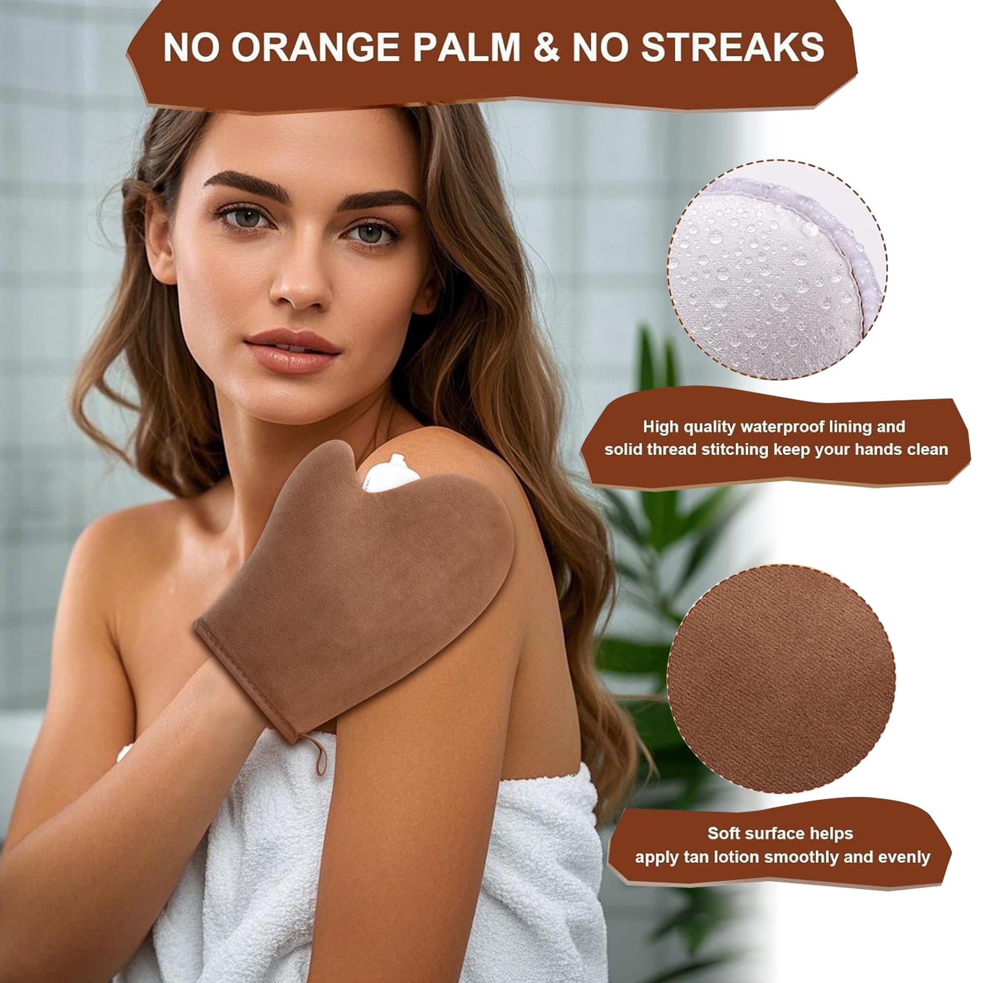 4 in 1 Luxury Velvet Tanning Mitt Self Tanning Mitt Applicator Self Tanner Brush Self Tanner Back Applicator
