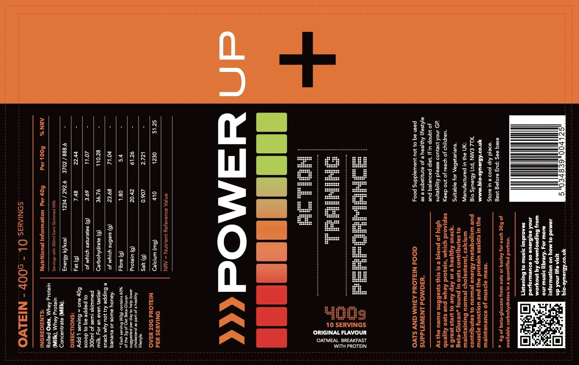 ActiVeman Oatein- 20g Protein per Serving- High in Fibre- Delicious On-The-Go Bio-Synergy Au supplements