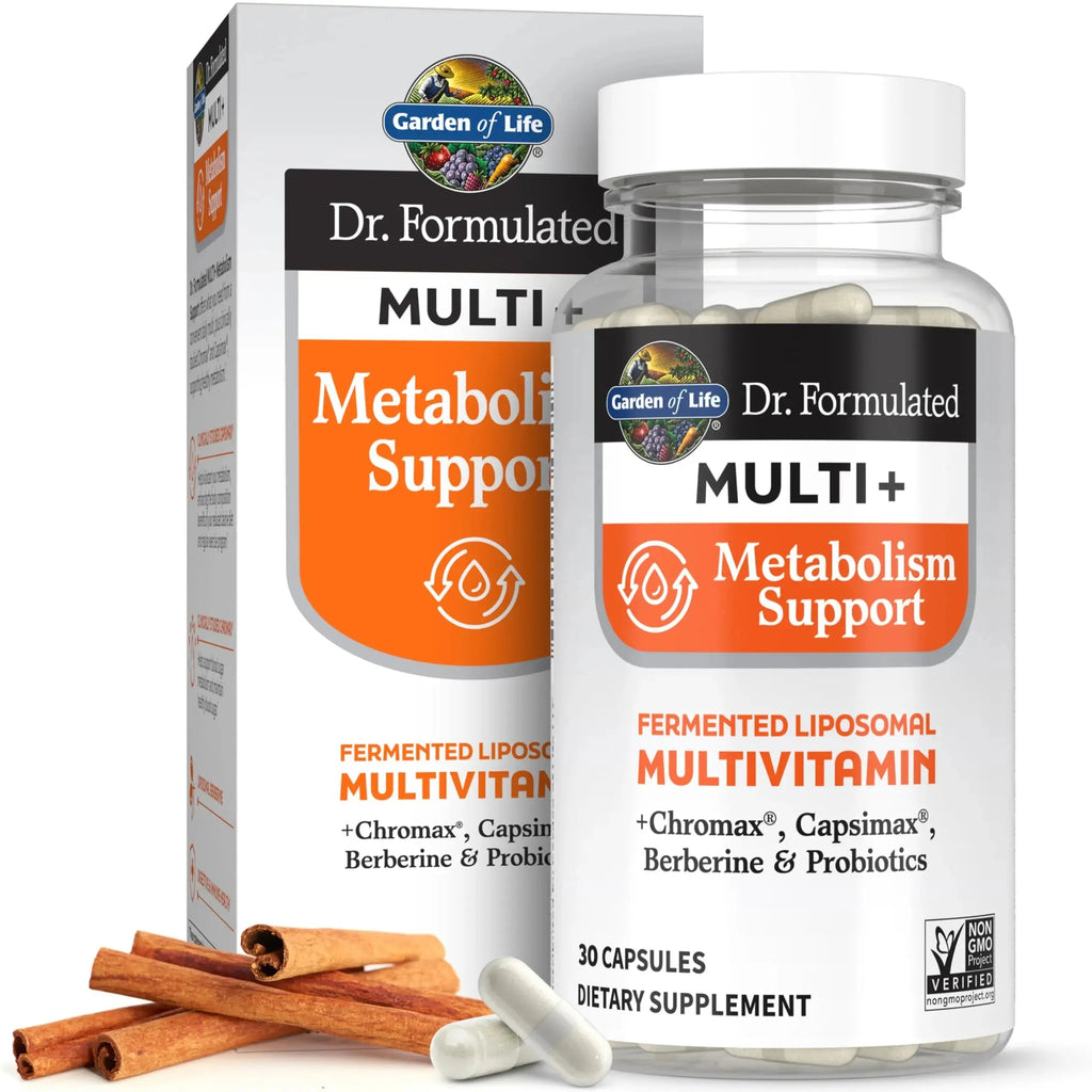 Garden of Life Dr. Formulated Multi+ Metabolism Support - Fermented Liposomal Multivitamin + Chromax, Capsimax, Berberine & Probiotics - 30 Capsules Garden of Life Au supplements