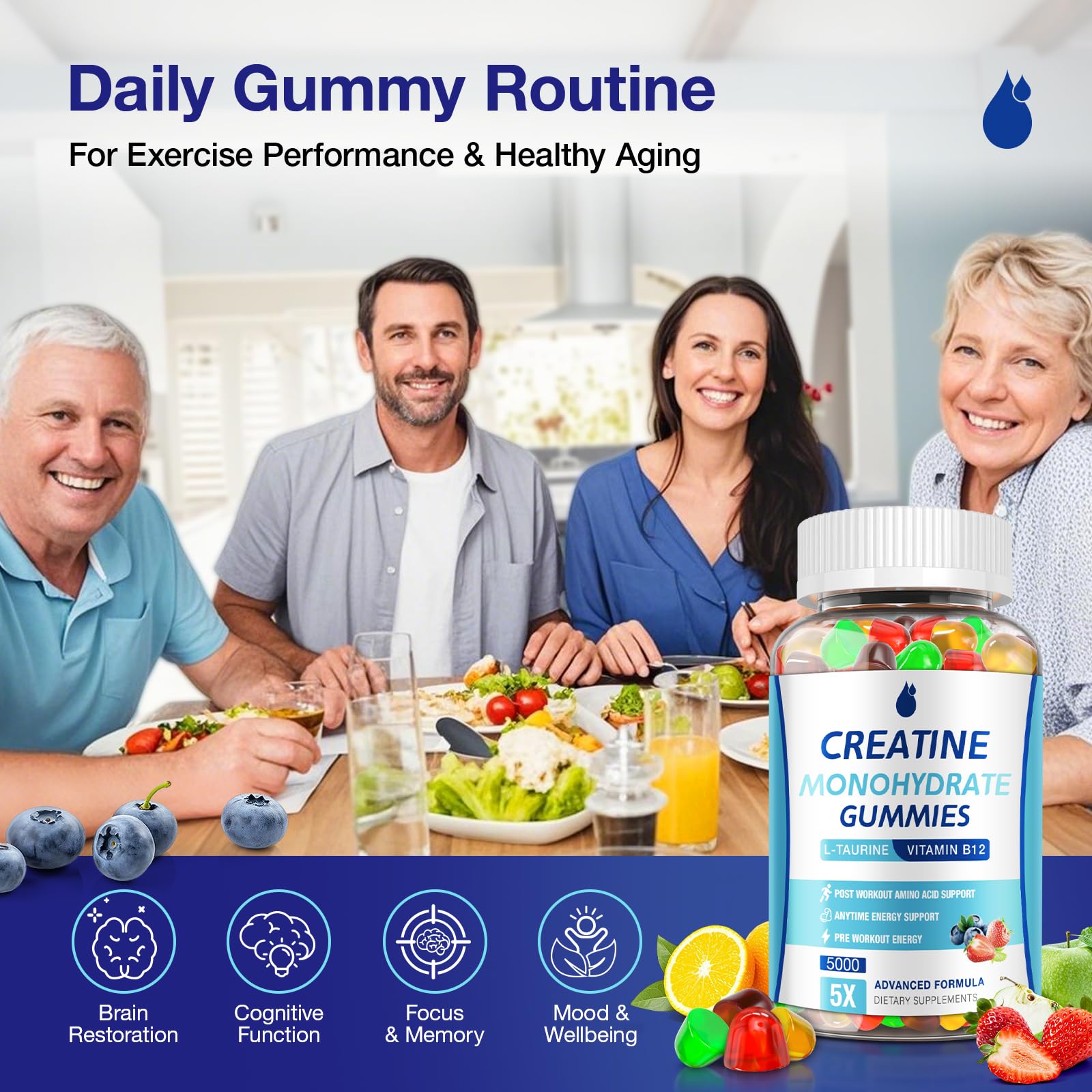 MaxHemp Creatine Gummies for Men & Women - Creatine Monohydrate Gummies 5g, Muscle Builder, Energy Boost & Pre-Workout Supplement,
