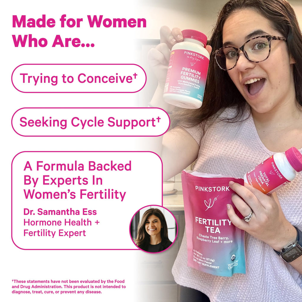 Pink Stork Organic Fertility Tea for Women | Fertility Supplements for Women with Chaste Tree Berry (Vitex) + Red Raspberry Leaf | Hormone Balance Herbal Tea for Conception Support | USDA Organic, Caffeine Free - Sweet Mint, 15 Sachets Pink Stork Au supplements
