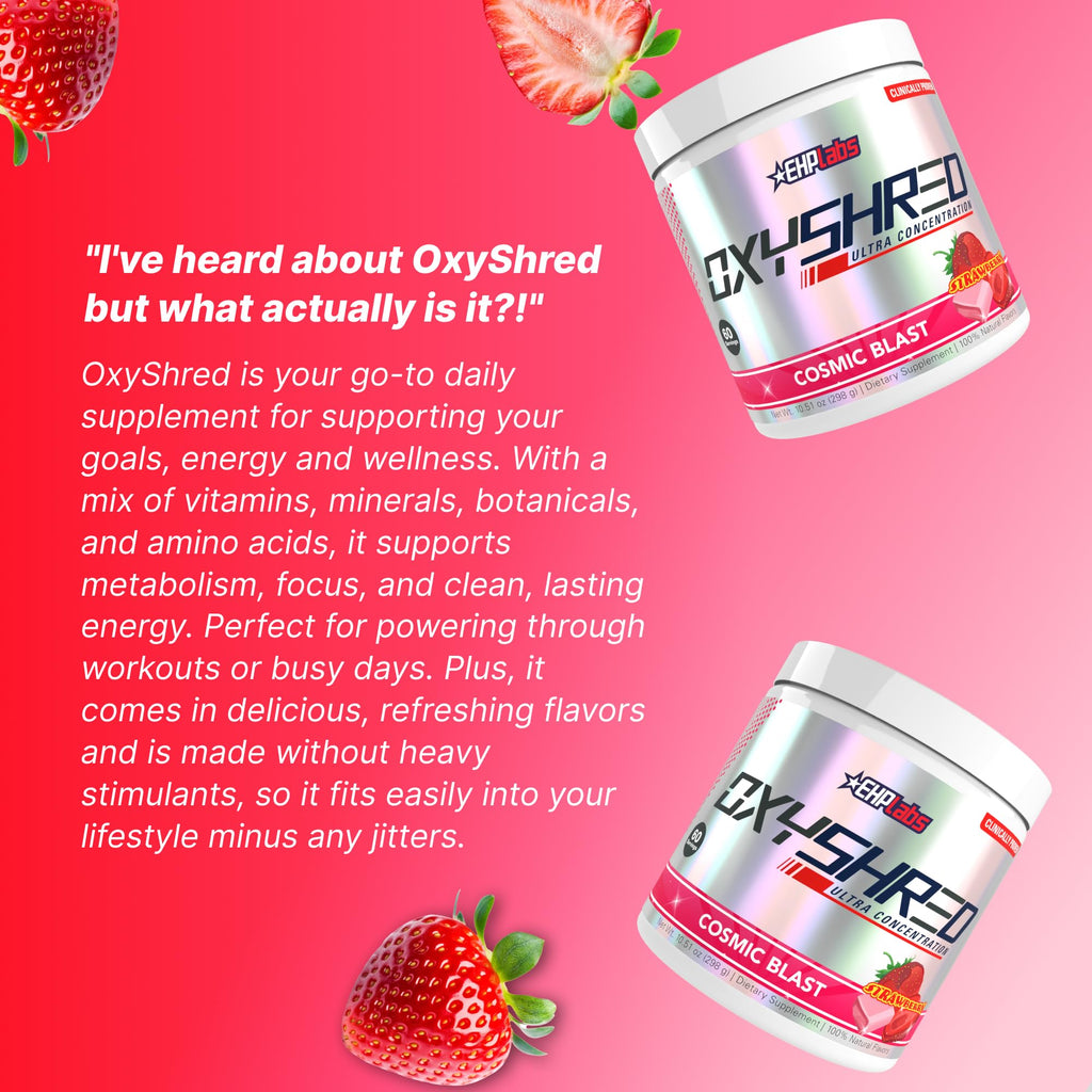 EHP Labs OxyShred Pre Workout Powder - Preworkout Powder with L Glutamine & Acetyl L Carnitine, Energy Boost Drink - Cosmic Blast, 60 Servings