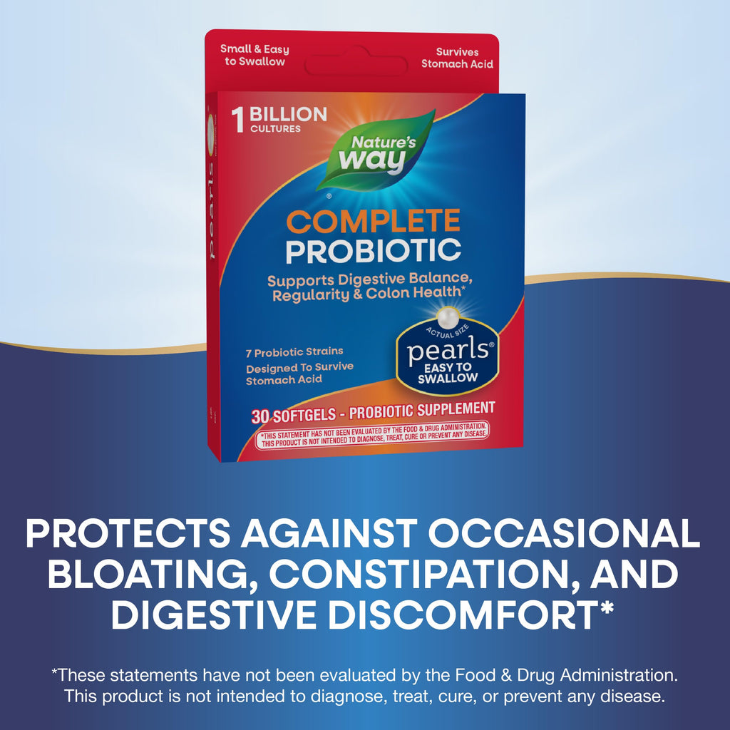 Nature's Way Complete Probiotic Pearls, Supports Digestive Balance*, 1 Billion Live Cultures, Supplement for Men and Women, No Refrigeration Required, 30 softgels Nature's Way Au supplements
