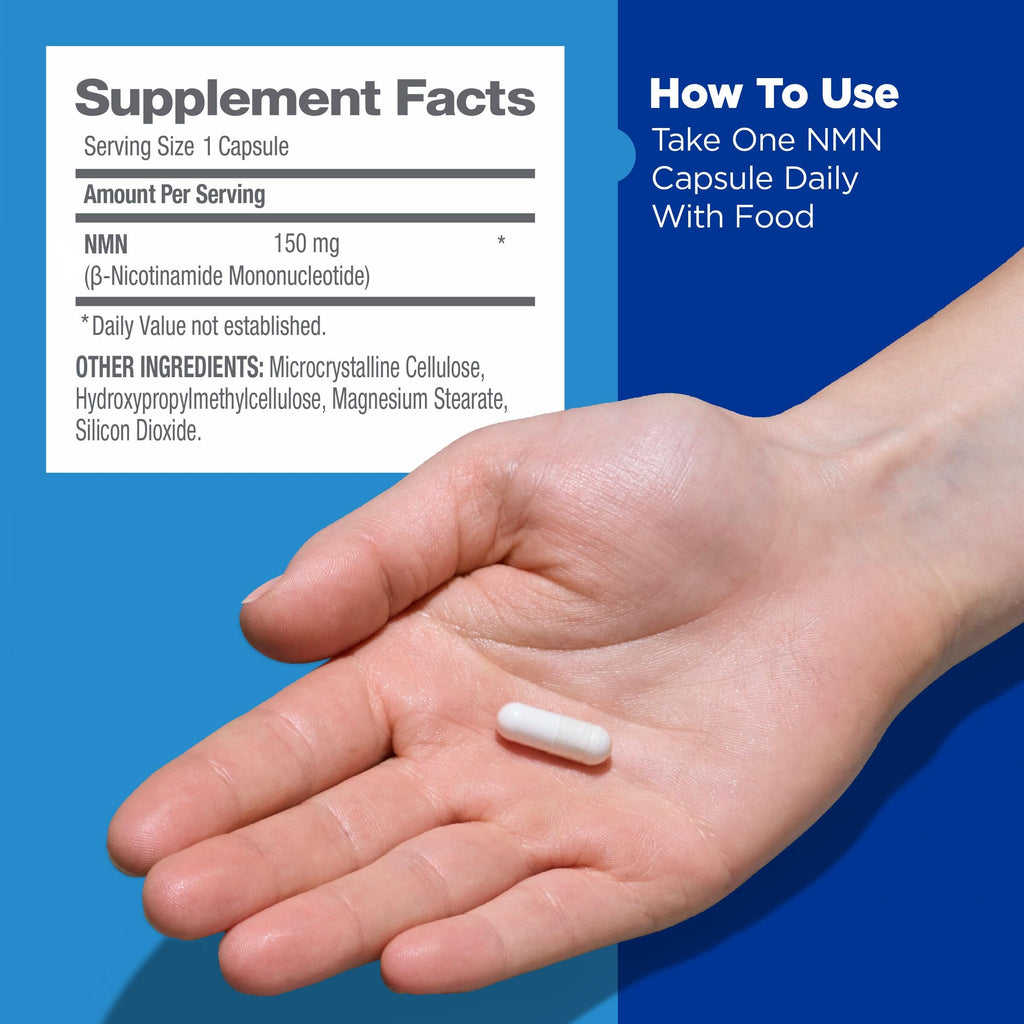 GNC Preventive Nutrition NMN, 150 mg, NAD+ Booster Supplement for Cellular Energy & DNA Repair, Anti-Aging Support, 60 Capsules, Gluten Free, 60 svg GNC Au supplements