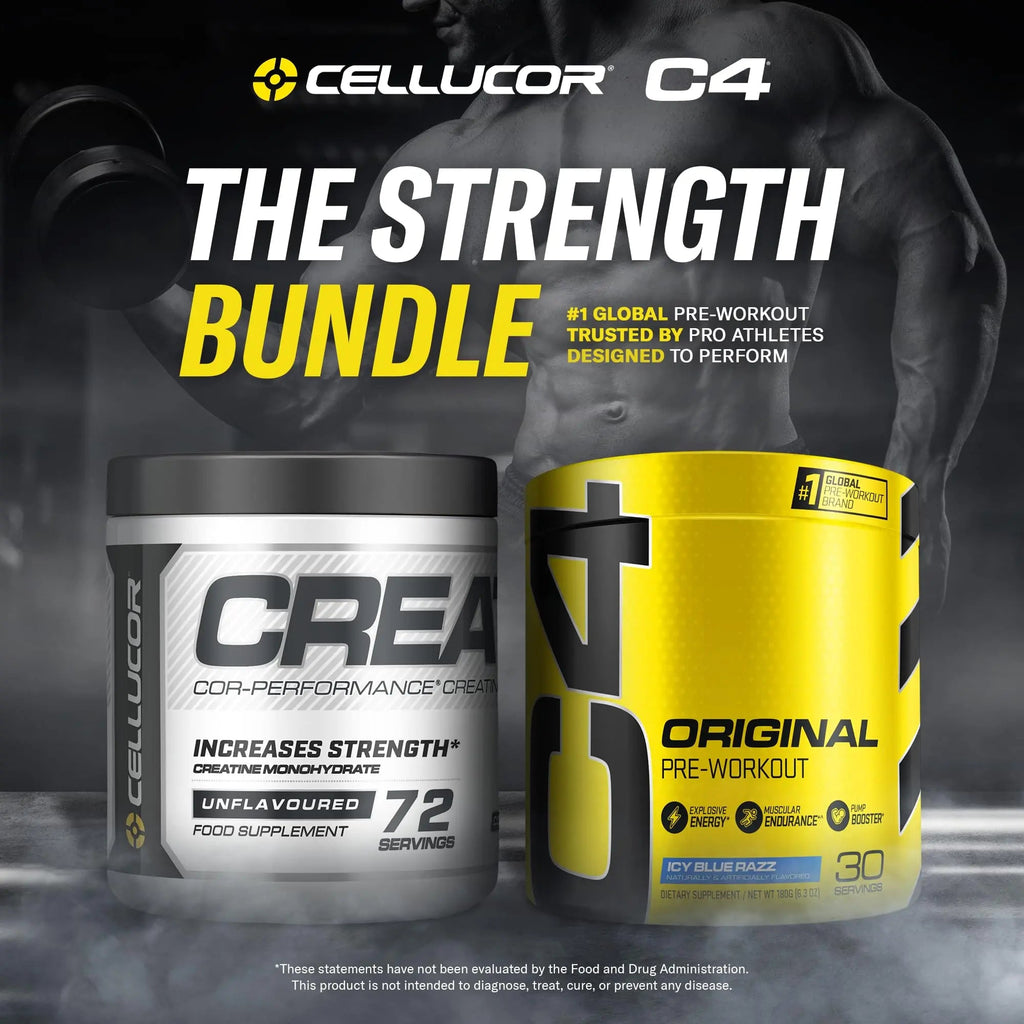 Cellucor Pre Workout & Creatine Bundle, C4 Original Pre Workout Powder, Icy Blue Razz Cellucor Au supplements
