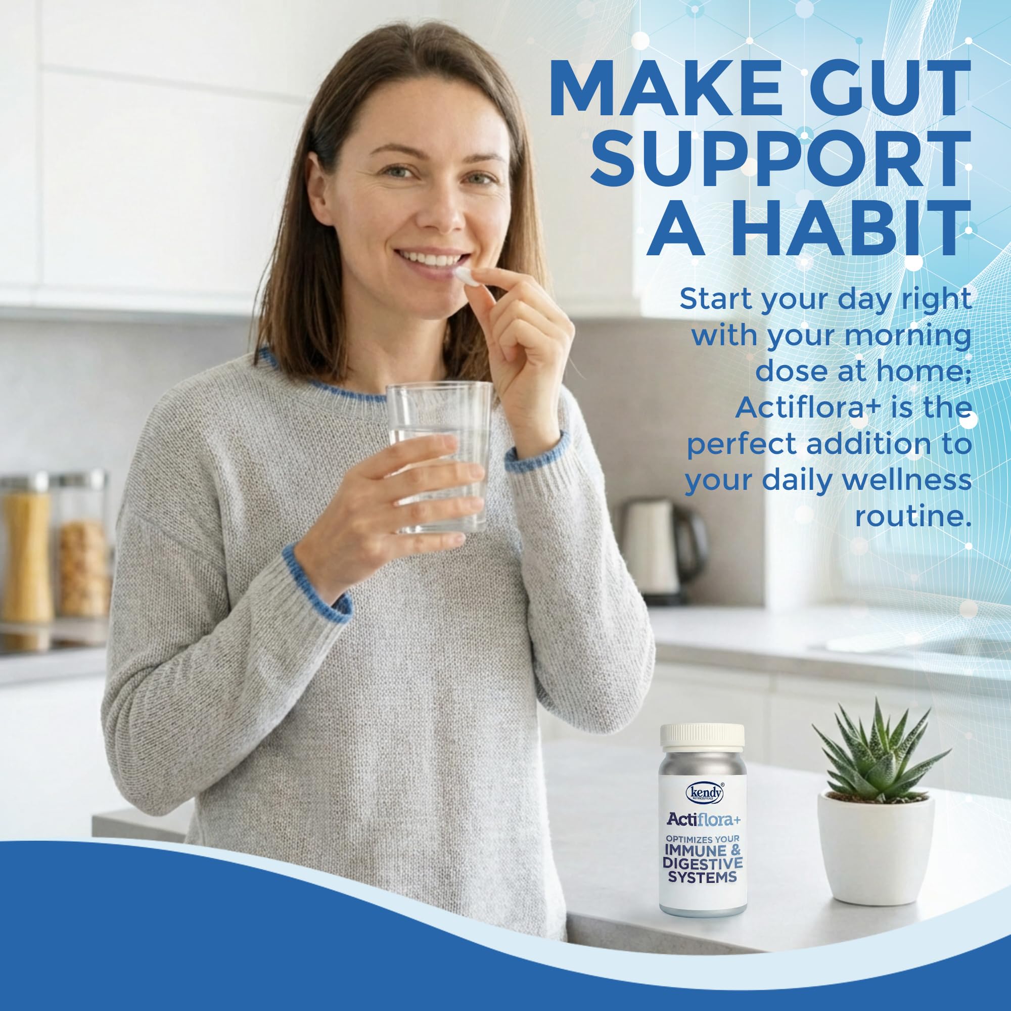 Kendy Actiflora Probiotic + Prebiotic & Synbiotic Capsules – Advanced Formula w/L. bulgaricus for Digestive Health & Gut Balance – 45-Billion CFU Daily Supplement