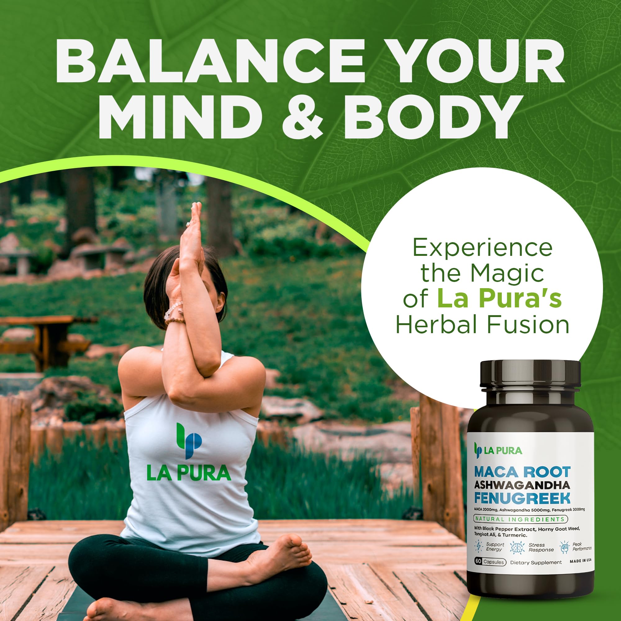 LaPura Ashwagandha 5000mg Maca Root 2000mg Fenugreek 3000mg Supplement LaPura Au supplements