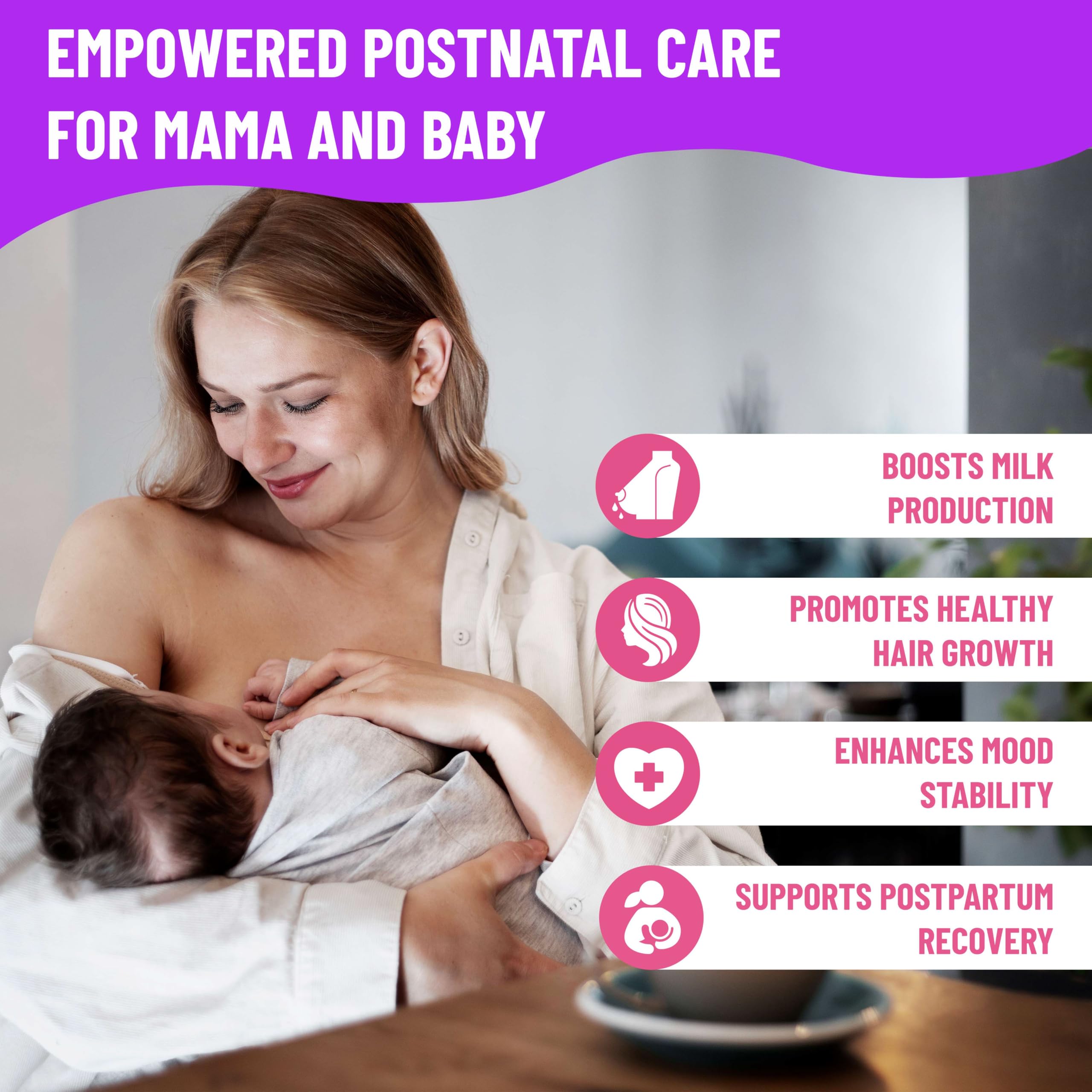 Mama's Select Postnatal Vitamins – Boosts Hair Recovery, Milk Supply, & Wellness – Allergen-Free, Vegan, MTHFR Friendly, Methylated Folate & B Vitamins,
