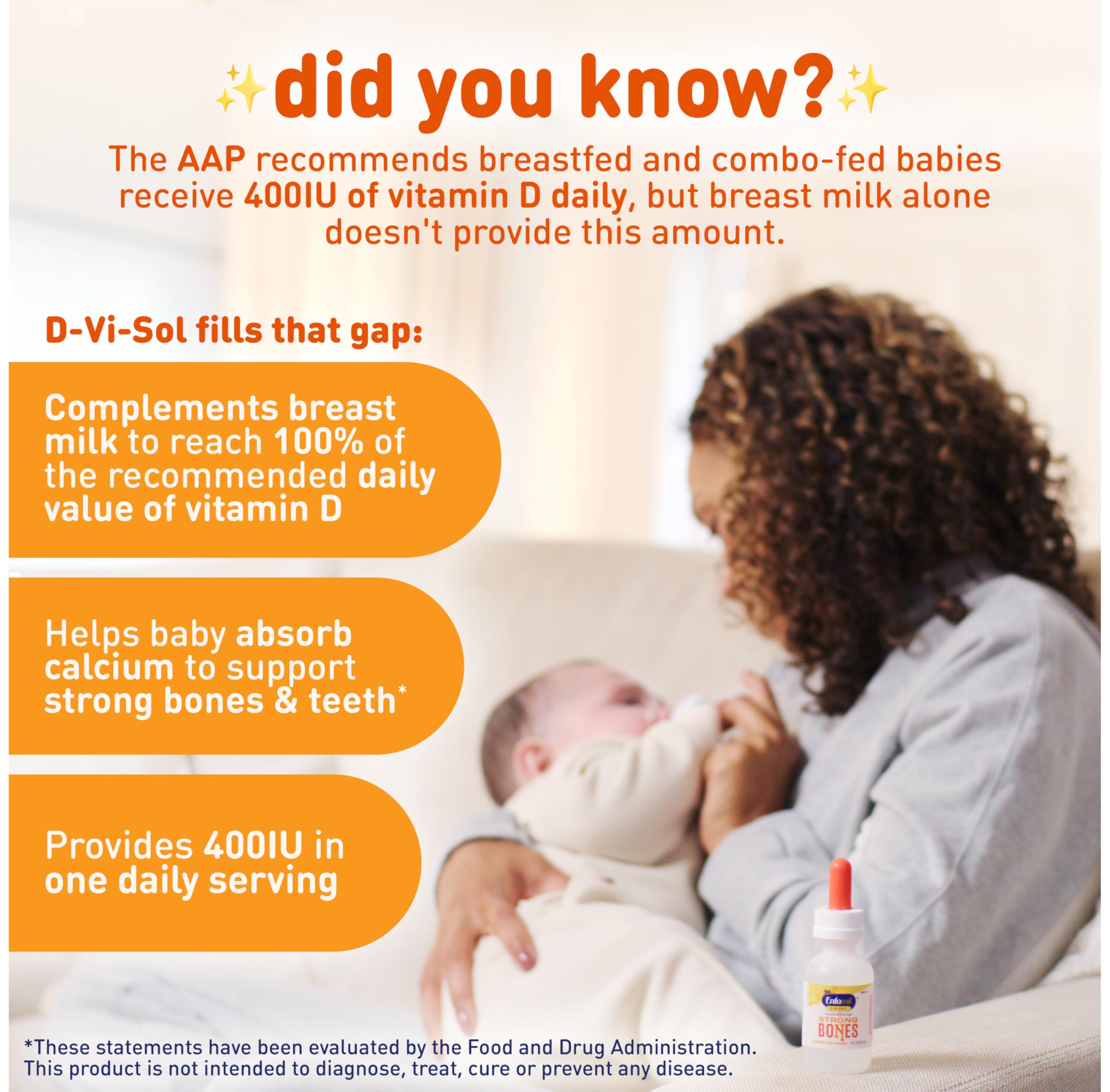Enfamil Baby Vitamin D-Vi-Sol Liquid Supplement Drops for Infants, Supporting Strong Teeth & Bones in Newborn Babies, Easy-to-Use