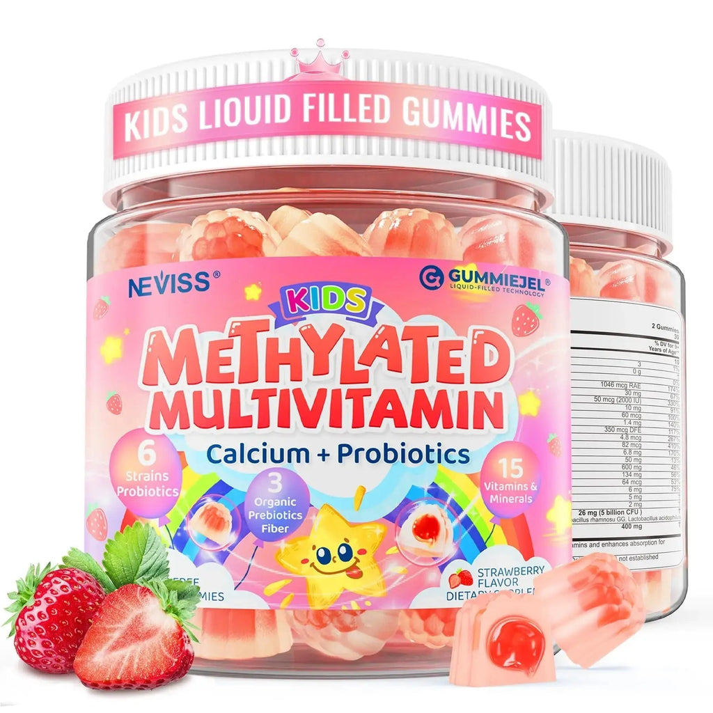 Kids Multivitamin Gummies + Calcium, Probiotics, Vitamin D3, C, Methylated B12 & Methylfolate, B6, A, K2, E, Zinc NEVISS Au supplements