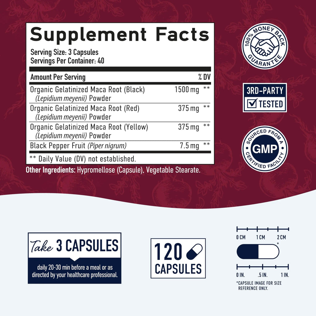 Organic Maca Root Capsules for Women | 2250MG Extra Strength | Red, Black & Yellow SMNutrition Au supplements