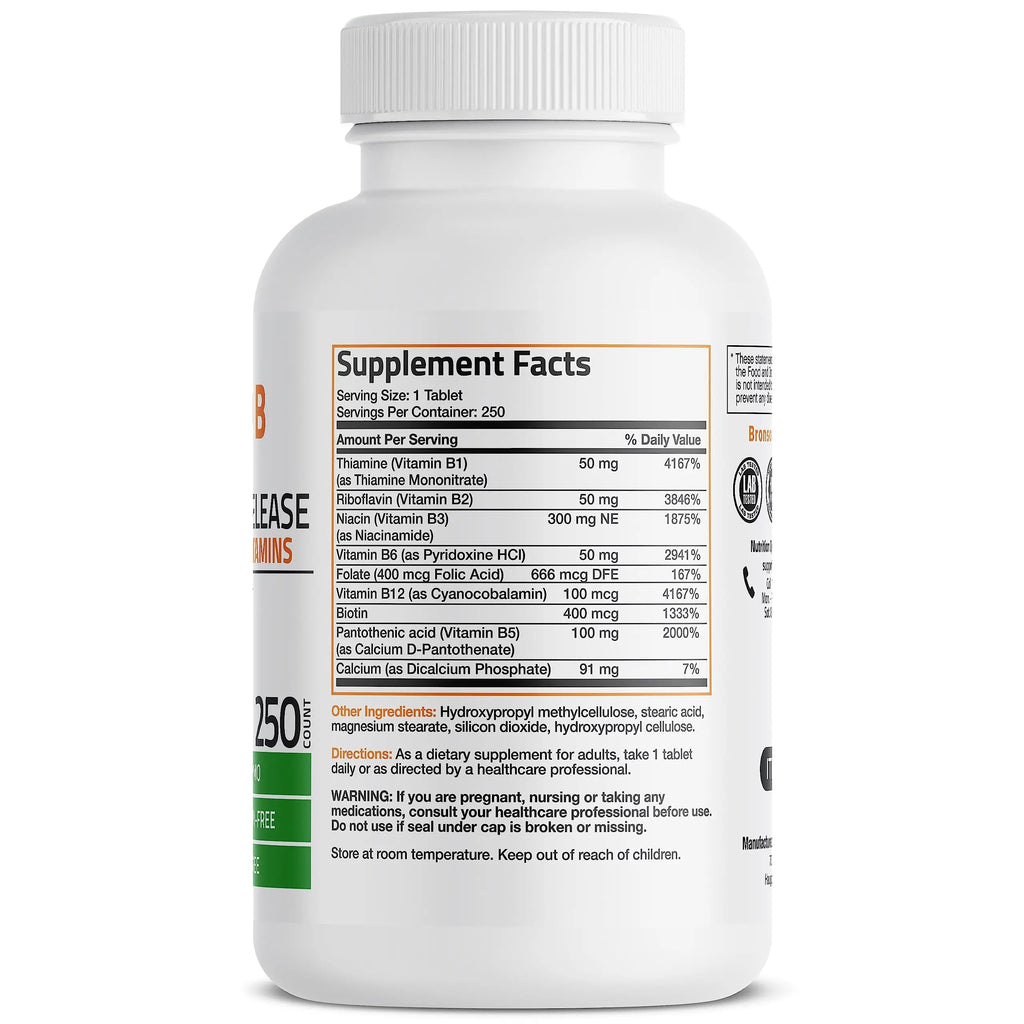 Bronson Super B Vitamin B Complex Sustained Slow Release Vitamin B1, B2, B3, B6, B9 Bronson Au supplements