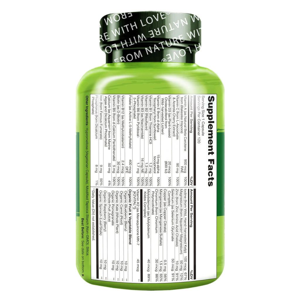 NATURELO One Daily Multivitamin for Women w/Vitamin B12, 120 Ct, Energy Support, Whole Food Daily Women Multivitamin Supplement, Nourish Hair/Skin/Nail, Non-GMO NATURELO Au supplements