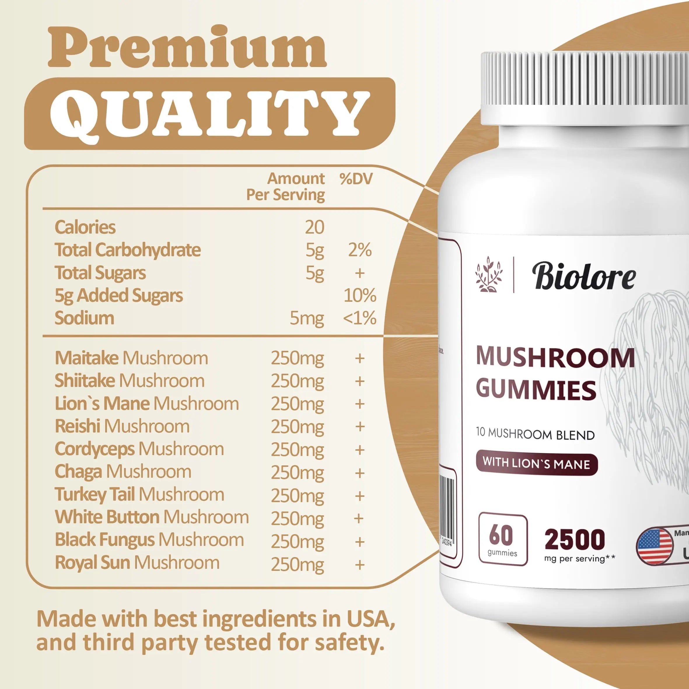 Biolore Mushroom Complex Gummies: 10 Powerful Mushrooms with Chaga, Lions Mane Biolore Au supplements