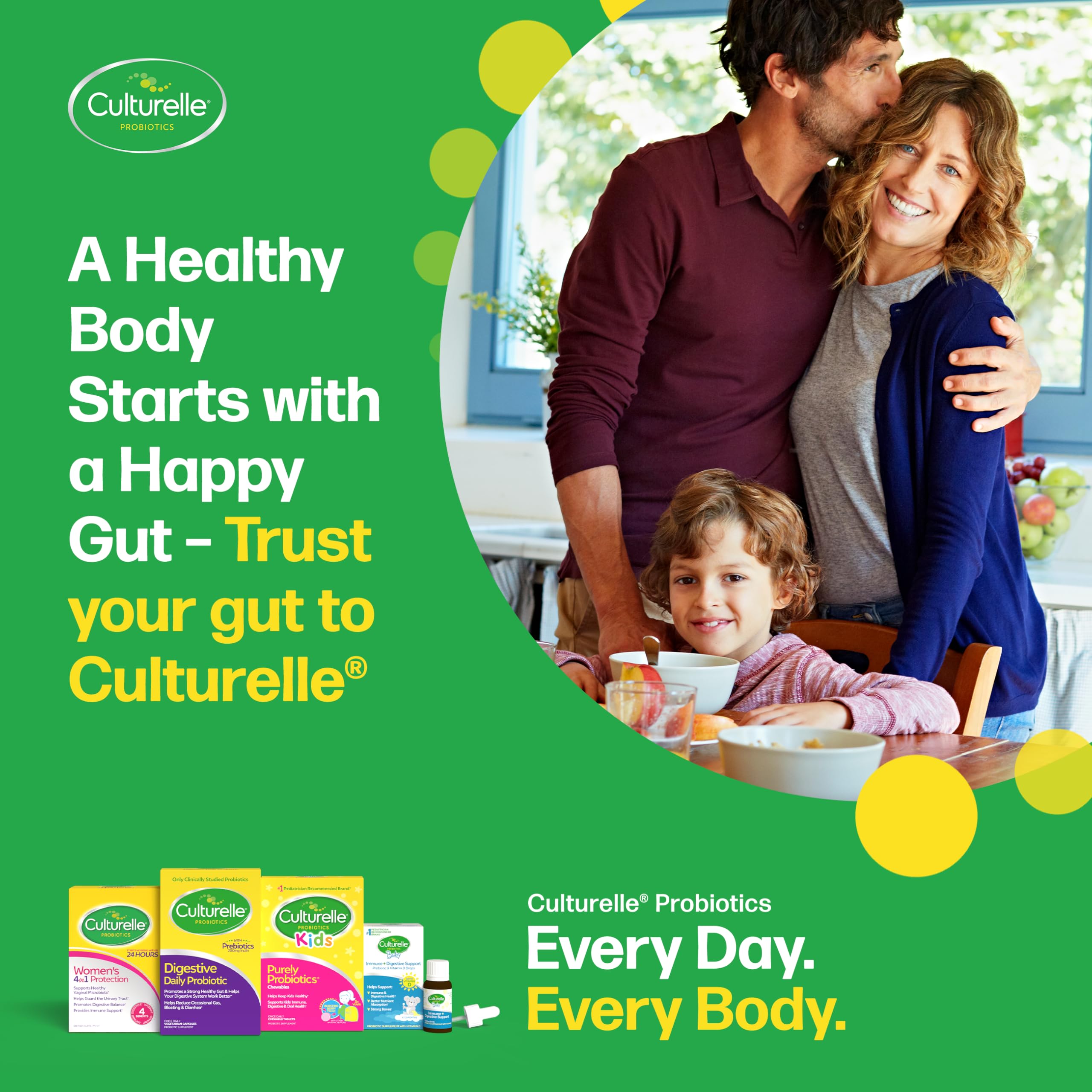 Culturelle Daily Probiotic Capsules For Men & Women, Most Clinically Studied Probiotic Strain, Digestive & Gut Health, Supports Occasional Diarrhea, Gas & Bloating, 1 Month Supply, 30 CT Culturelle Au supplements