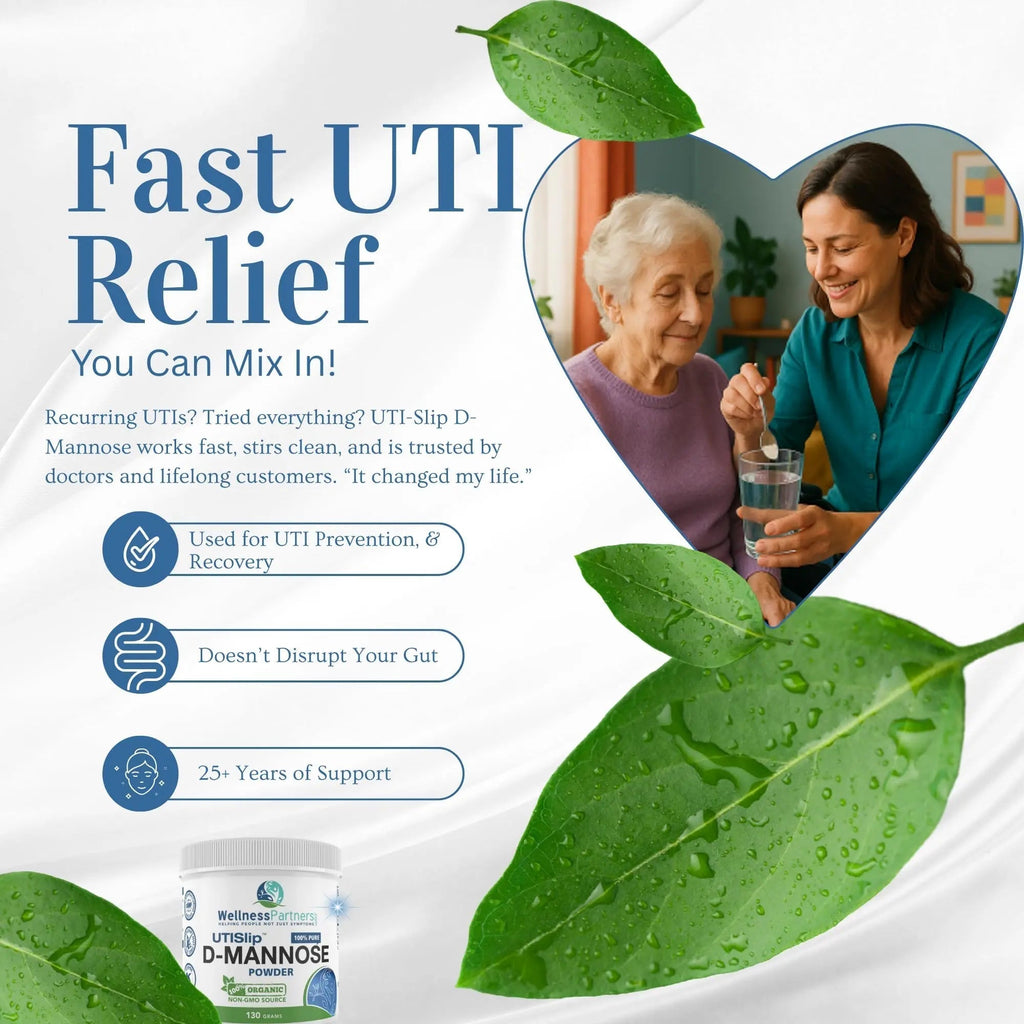 Now New UTI-Slip D Mannose Non GMO Organic Source Powder 130g jar. WellnessPartners Au supplements