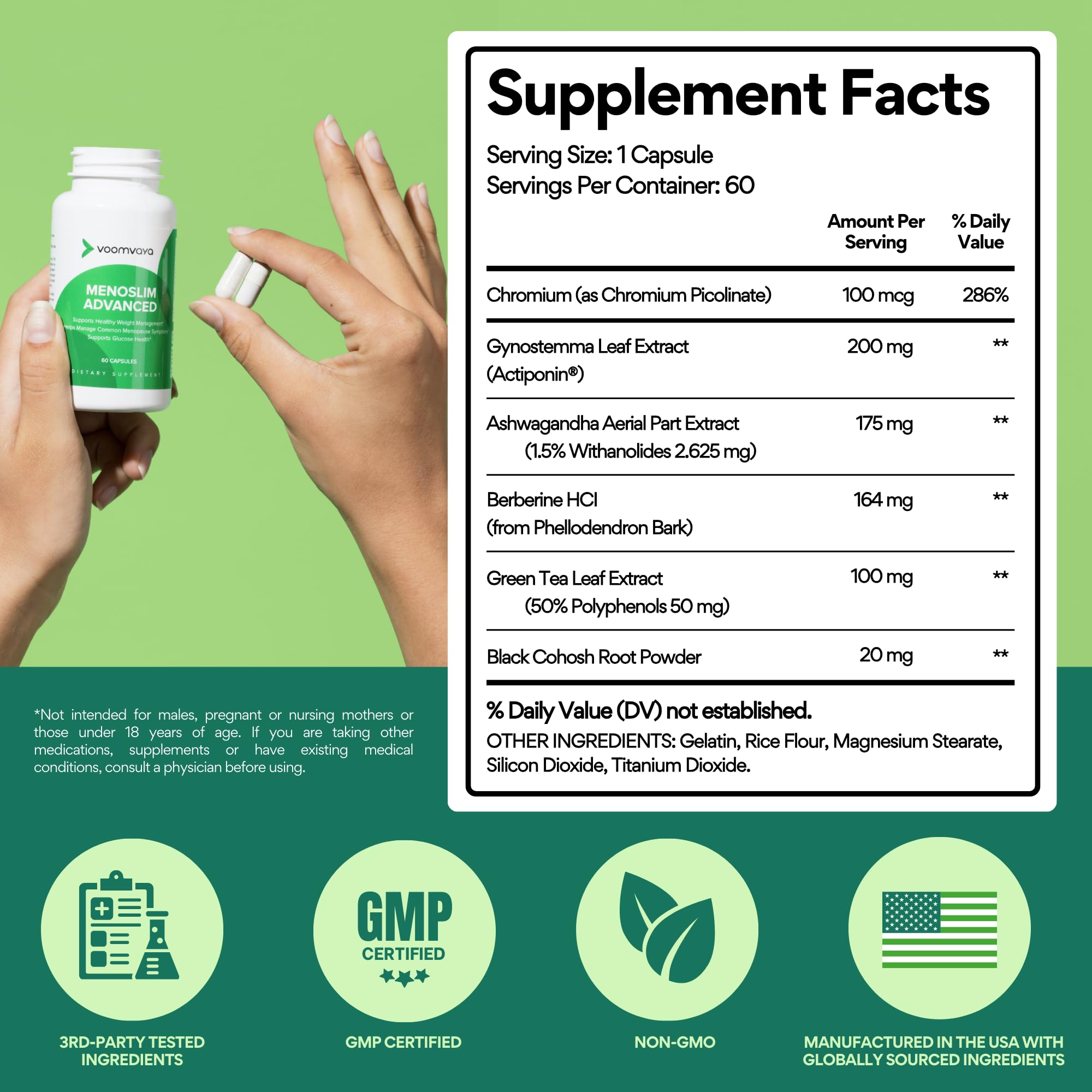 VoomVaya MenoSlim Advanced Menopause Weight Loss for Women – Menopause & Perimenopause Supplement for Women – Supports Healthy Metabolism & Overall Wellness – 60 Capsules VoomVaya Au supplements