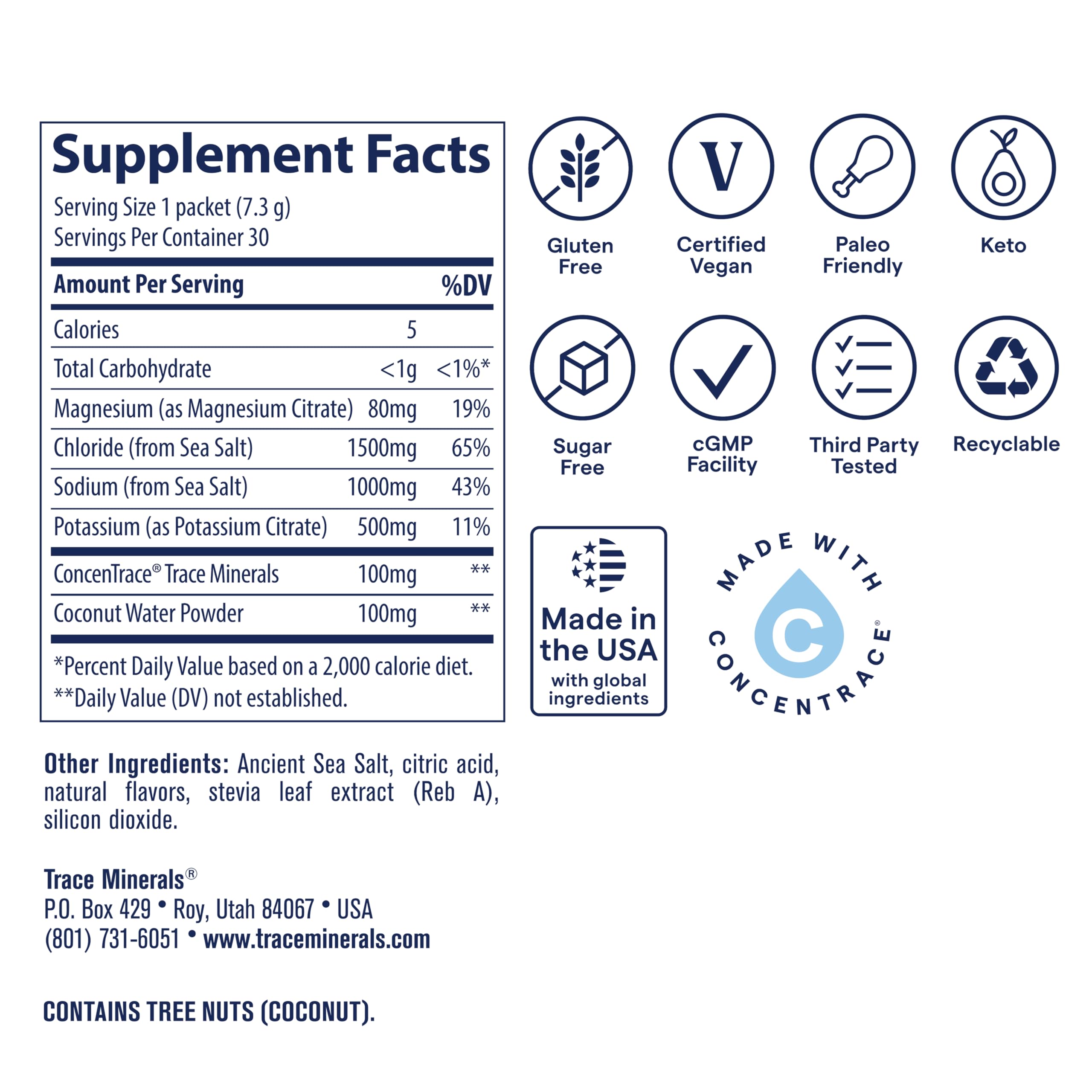 Trace Minerals ZeroLyte Salty Watermelon Flavor - Sugar Free Electrolyte Drink Mix - Supports Hydration, Energy, Stamina - Ancient Sea Salt,