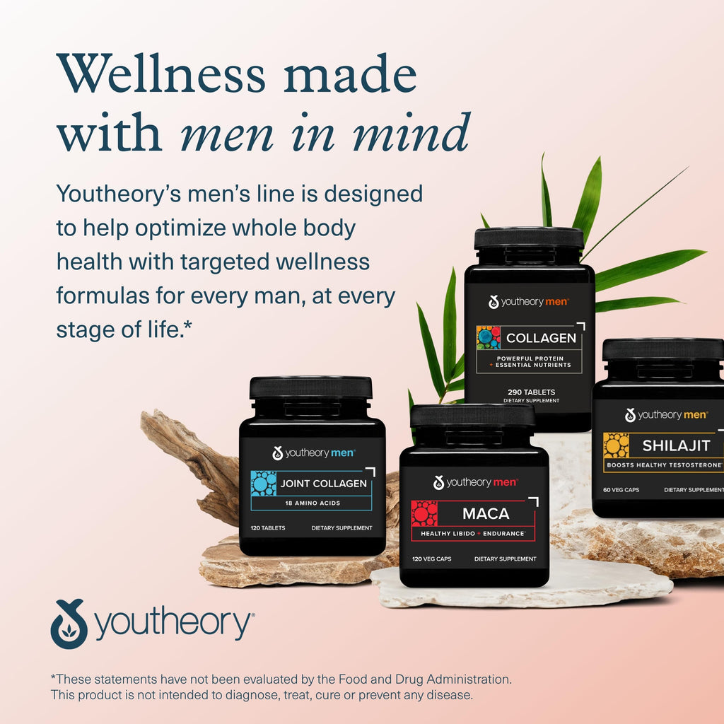 Youtheory Men’s Collagen - 5,000 mg Hydrolyzed Collagen Peptides - with Amino Acids, Vitamin C, & Natural Ingredients - Supports Joint, Muscle, Hair & Nail Health