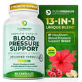 PurePremium Blood Pressure Supplements with Hawthorn Berry, Hibiscus, Garlic & Vitamin B12- Nitric Oxide Supplement for Normal Heart Health