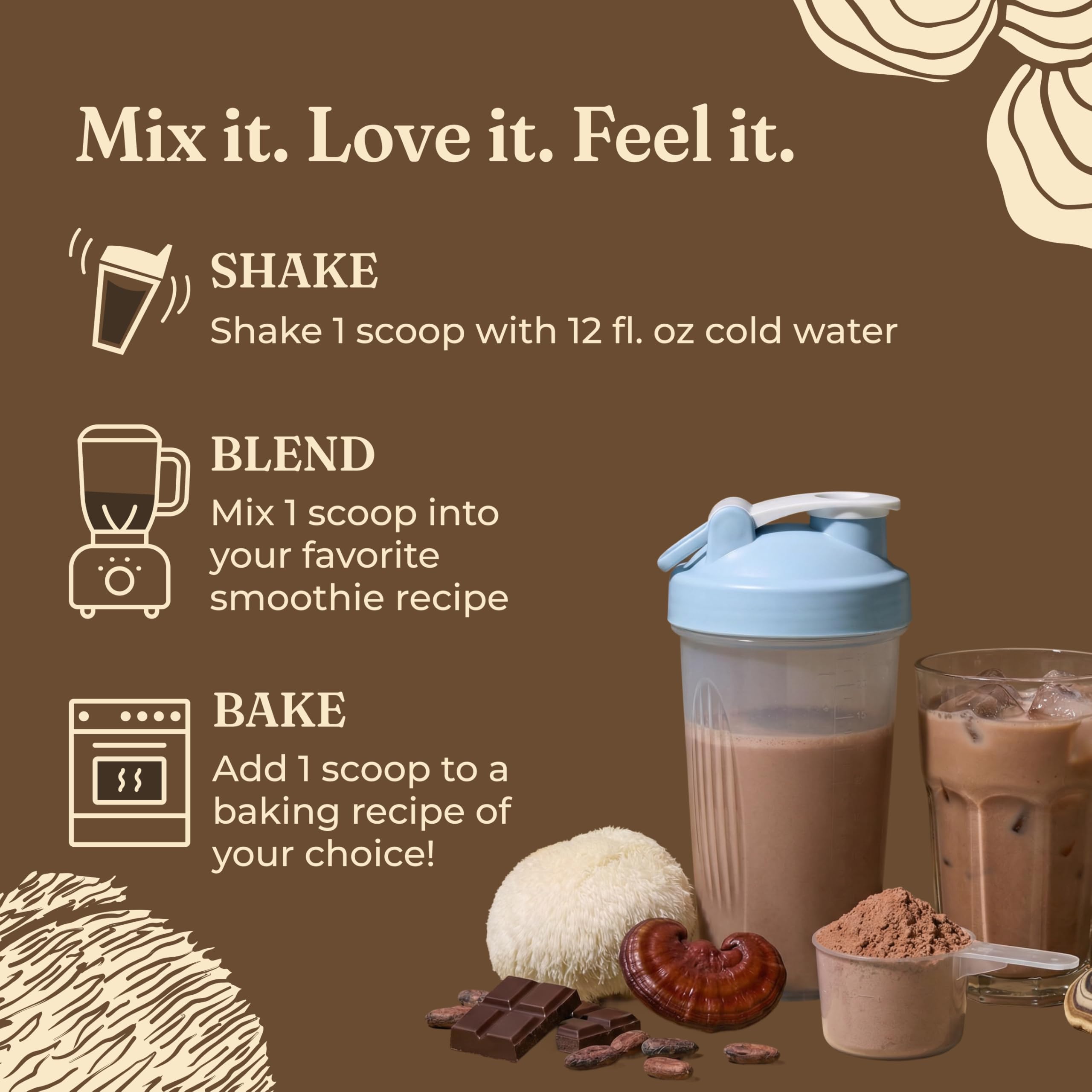 Four Sigmatic Organic Plant-Based Protein Powder | Clean Vegan Protein Elevated with Lion’s Mane, Chaga, Cordyceps and More for Brain Function and Immune Support | Creamy Cacao, 21.16 oz