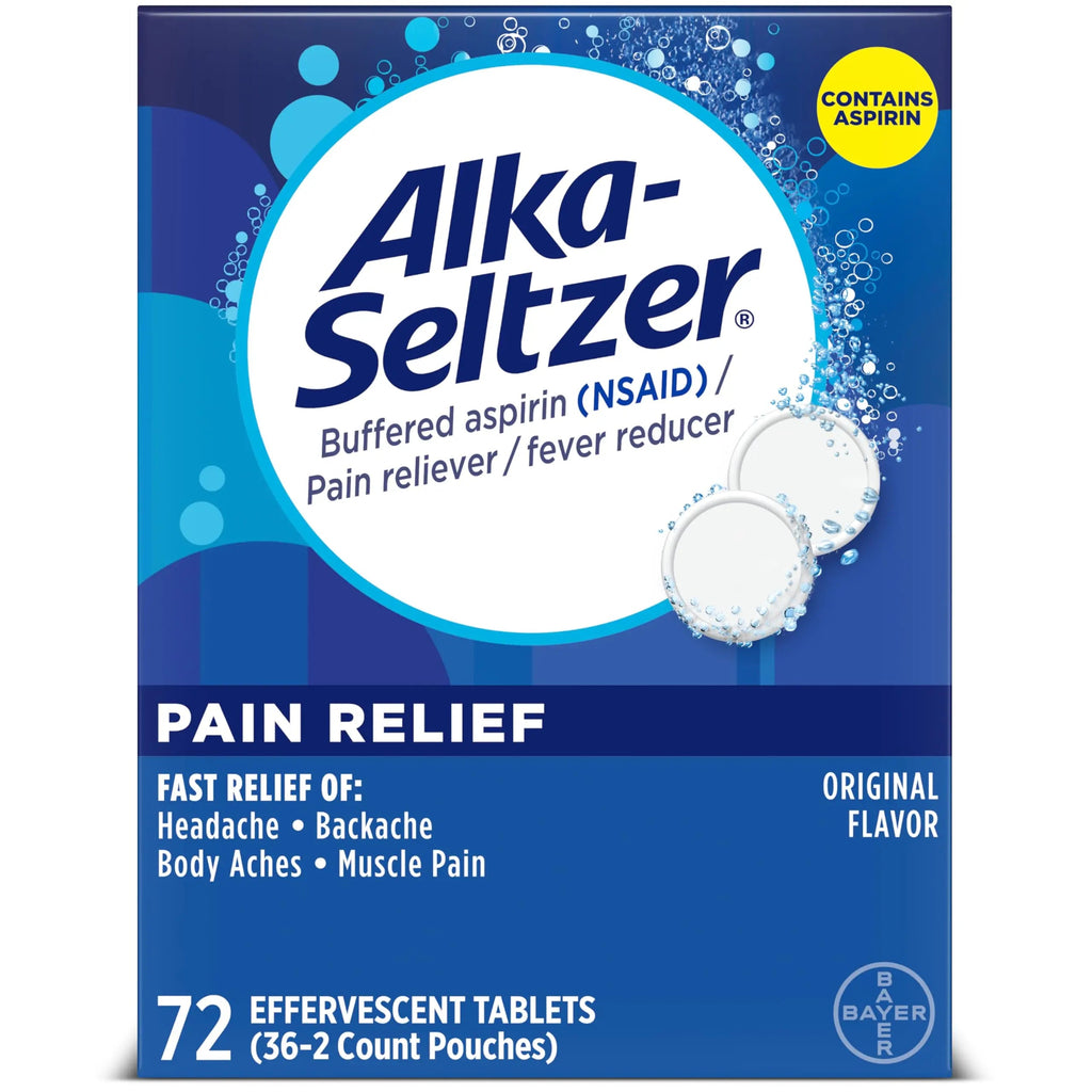 Alka-Seltzer Pain Relief, Aspirin Effervescent Tablets for Fast Pain Relief, 72 Ct Alka-Seltzer Au supplements